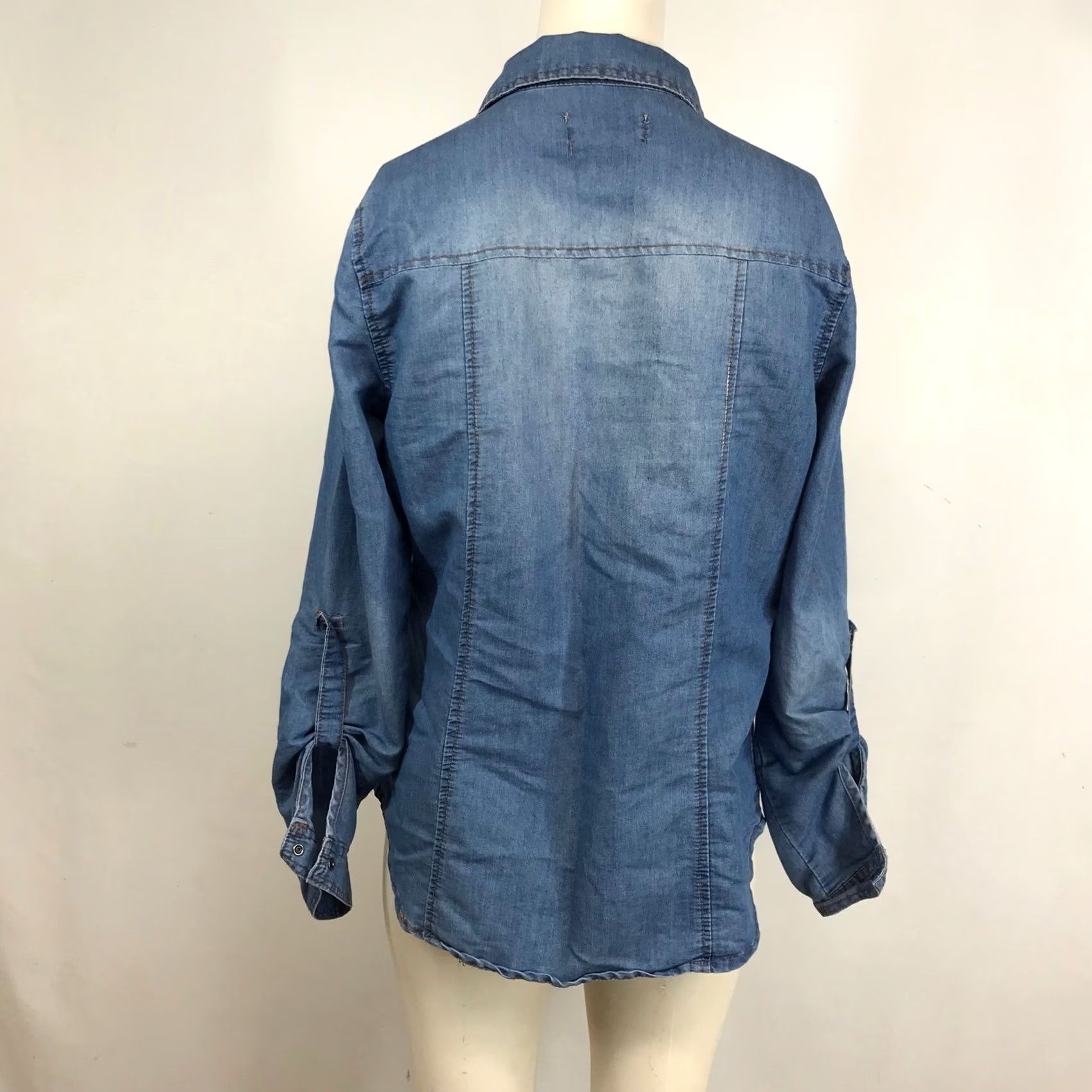 Vintage Cisono Denim Collection Womens Medium Wash Snap Front Western Shirt Large TP012 Size L / US 10 / IT 46 - 5 Thumbnail