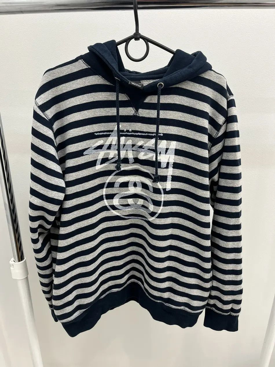 Stussy Stussy Stripped Big Logo Hoodie Size US L / EU 52-54 / 3 - 1 Thumbnail