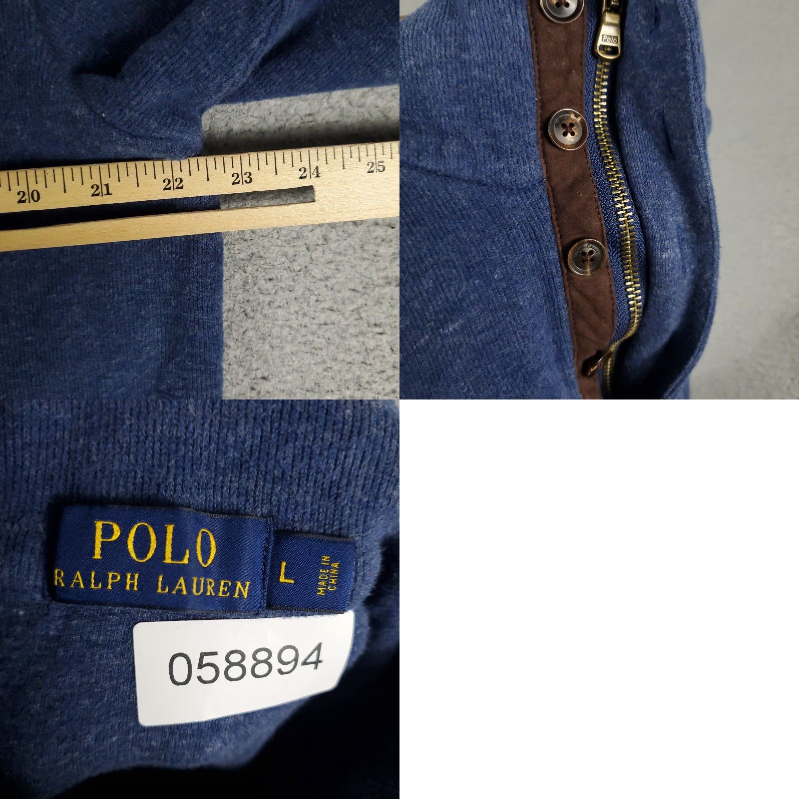 Ralph Lauren Ralph Lauren Sweater Mens Large Blue 1/4 Zip Pullover Knit Sweatshirt Size US L / EU 52-54 / 3 - 8 Thumbnail
