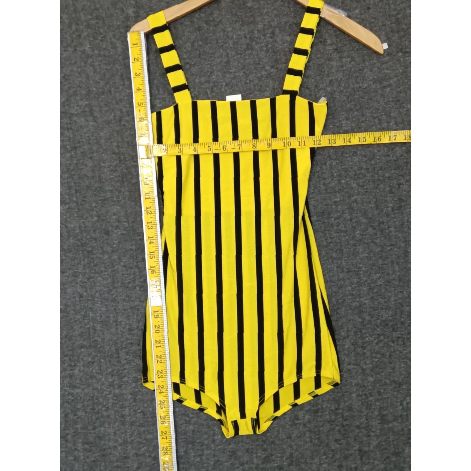 Vintage Codigo Women's One Piece Swimsuit Street Striped Black Yellow S Size ONE SIZE - 4 Thumbnail