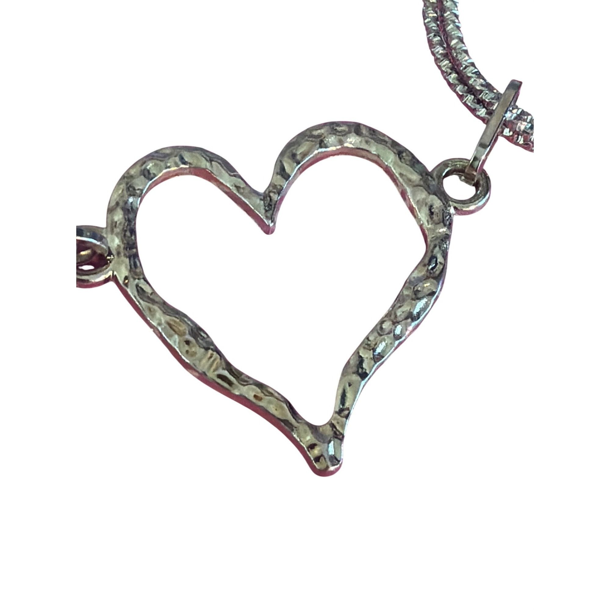 Other Silver Tone Chain Belt Necklace Hammered Heart Textured Circ Size ONE SIZE - 2 Thumbnail