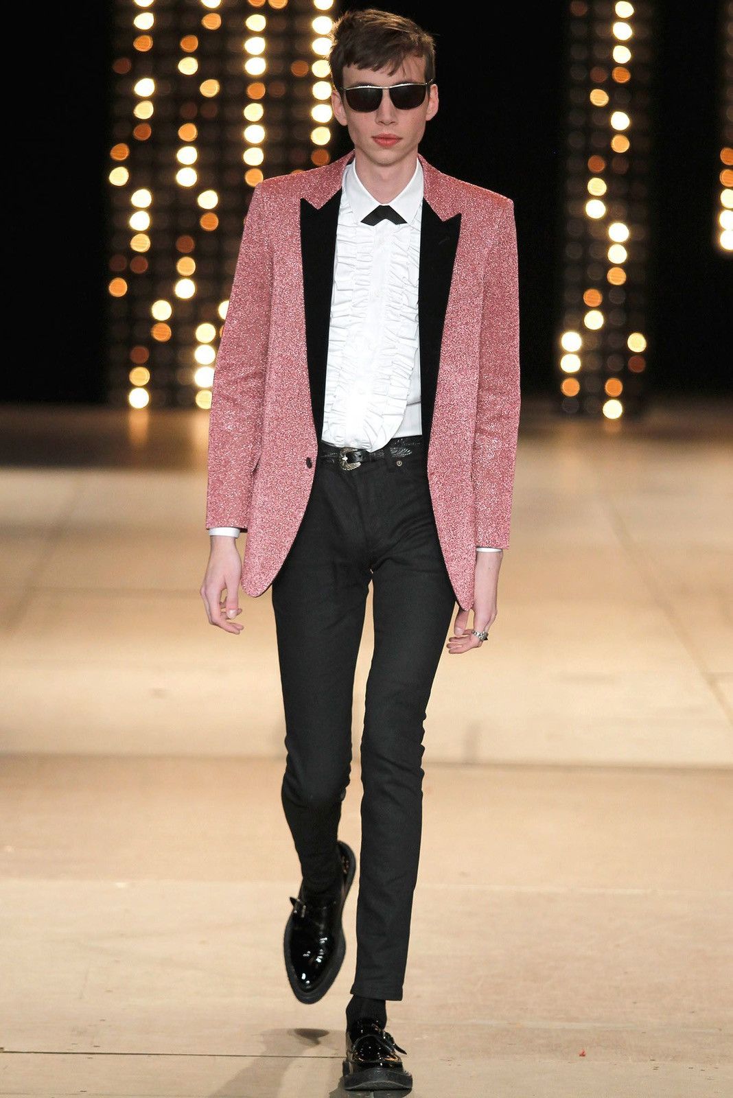 Saint Laurent Paris F/W 2014 SAINT LAURENT PINK GLITTER BLAZER Size 50L - 4 Thumbnail