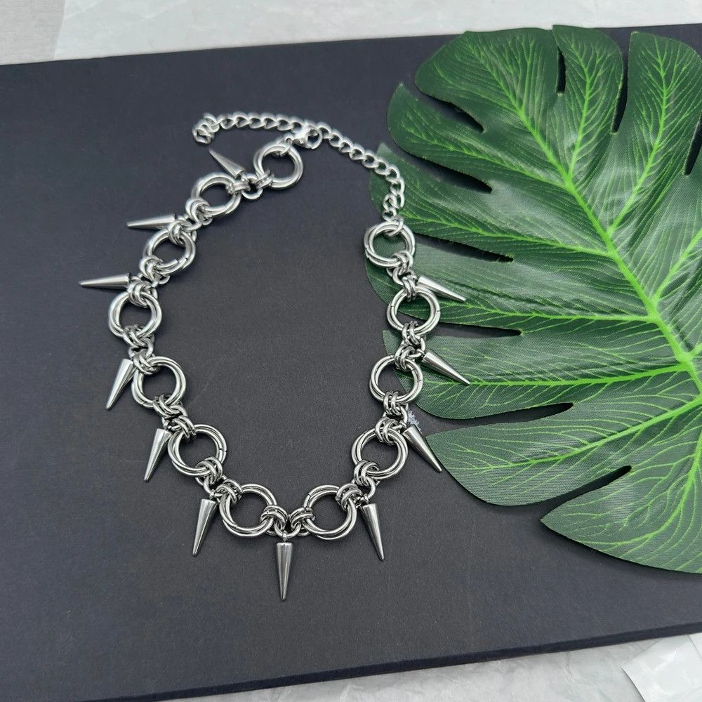 Vintage Goth Spiky Chainmail Choker Necklace Size ONE SIZE - 2 Thumbnail
