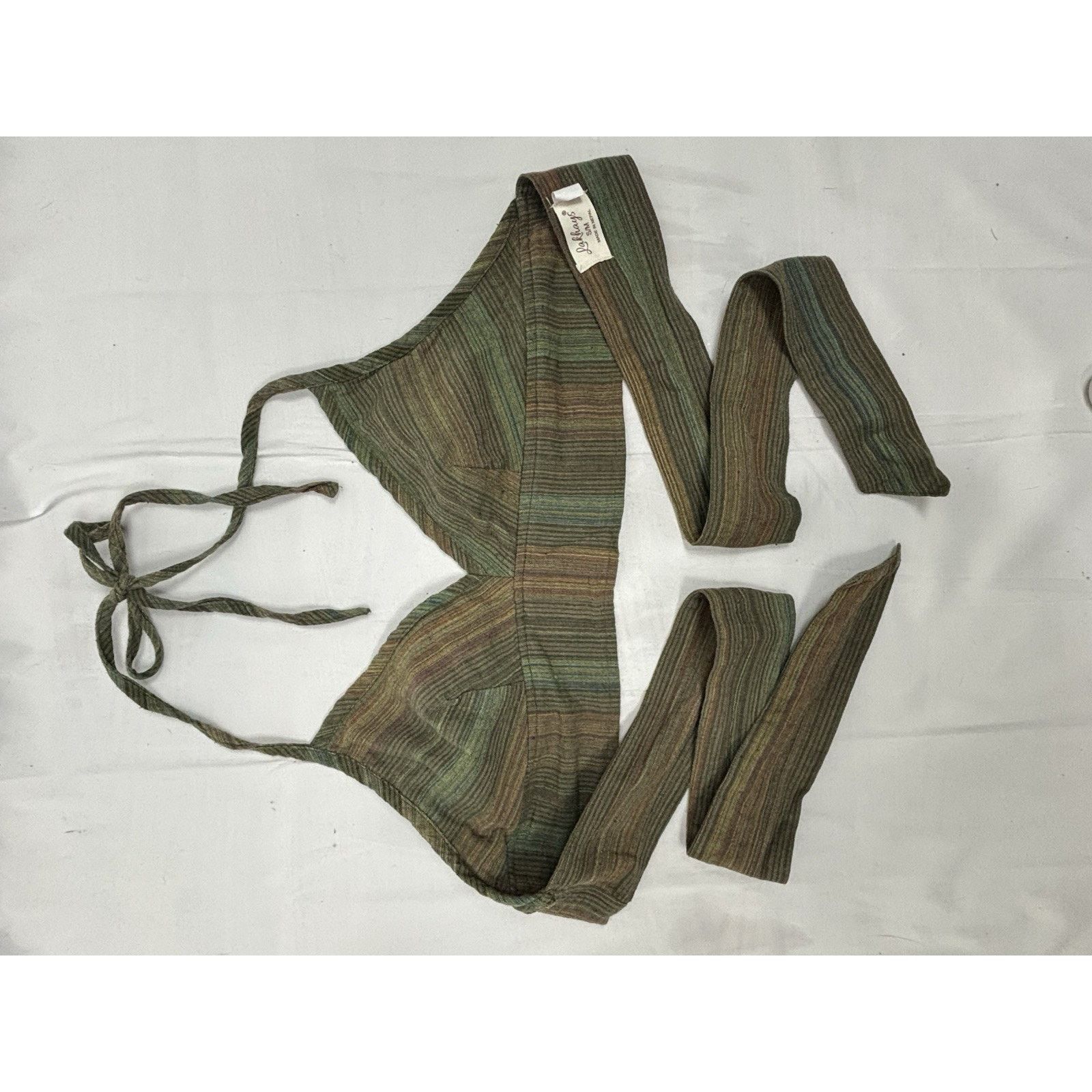 Other Lakhays Tied In A Bow Bralette Top Halter Green Stripe S/M Size S / US 4 / IT 40 - 5 Thumbnail