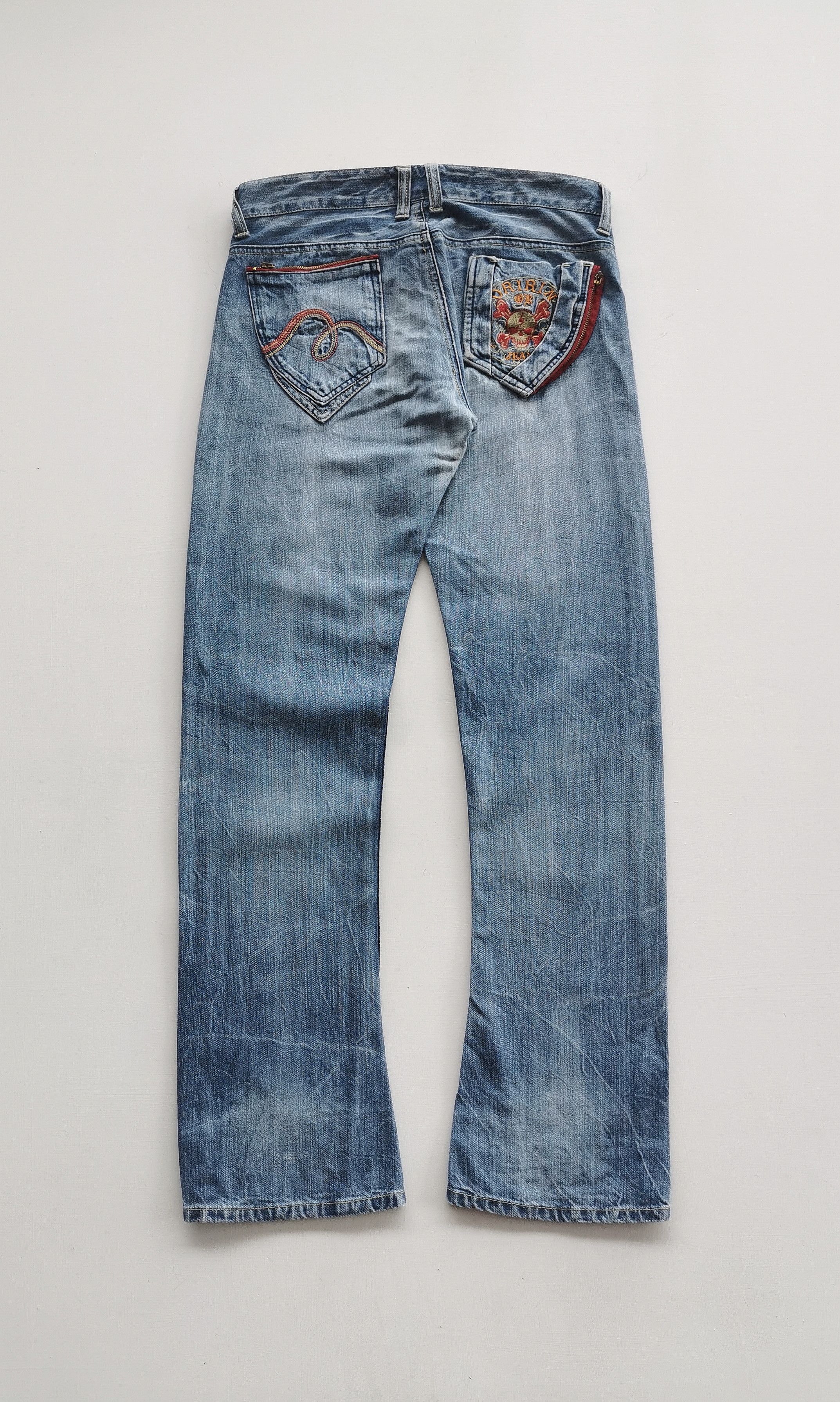 Hysteric Glamour Rare Flare ORIRINS Embroidery Skull Back Pocket Jeans Size US 32 / EU 48 - 2 Thumbnail