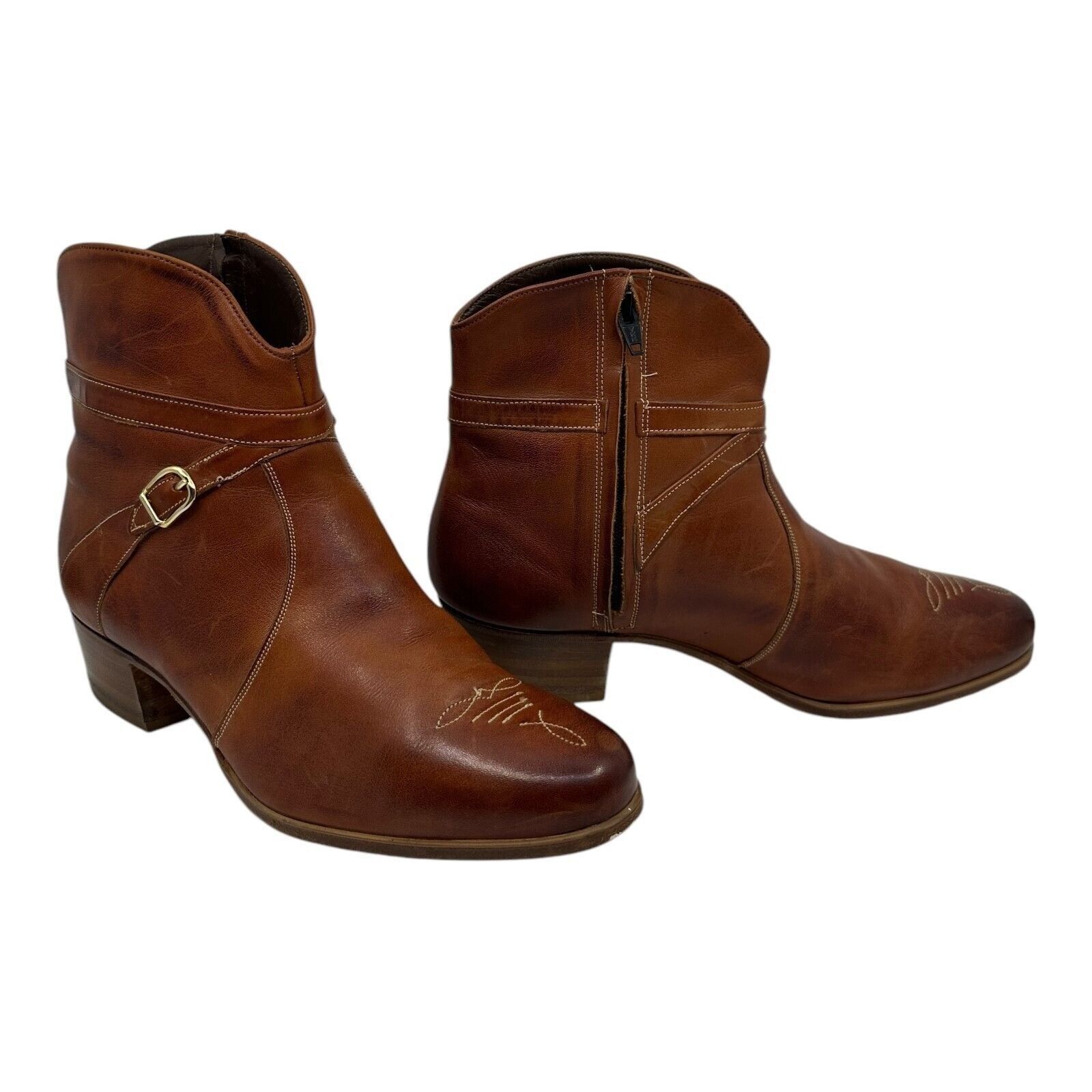 Florsheim Florsheim Womens Sz.10C Brown Leather Ankle Boots VTG. Size US 10 / IT 40 - 4 Thumbnail