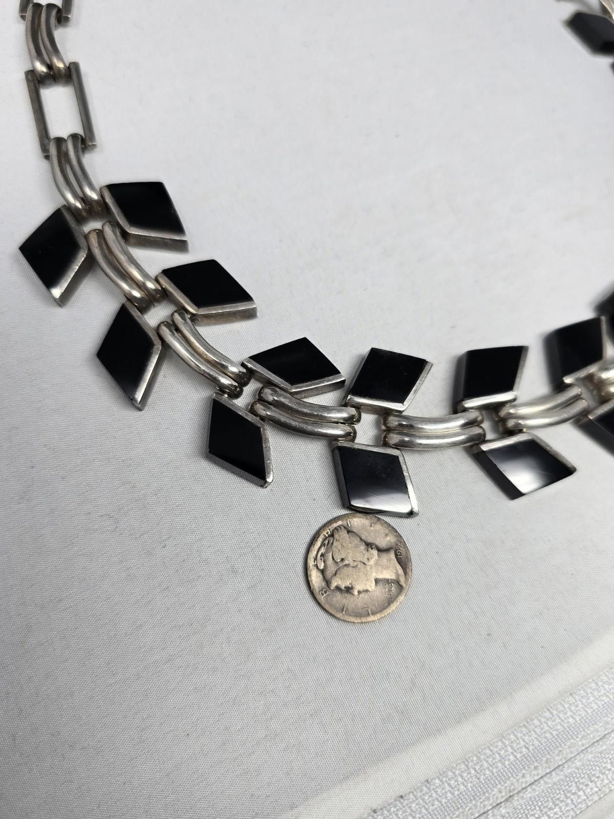 Other Vtg 123g Taxco Mexico Sterling Silver & Black Onyx Necklace Size ONE SIZE - 7 Thumbnail