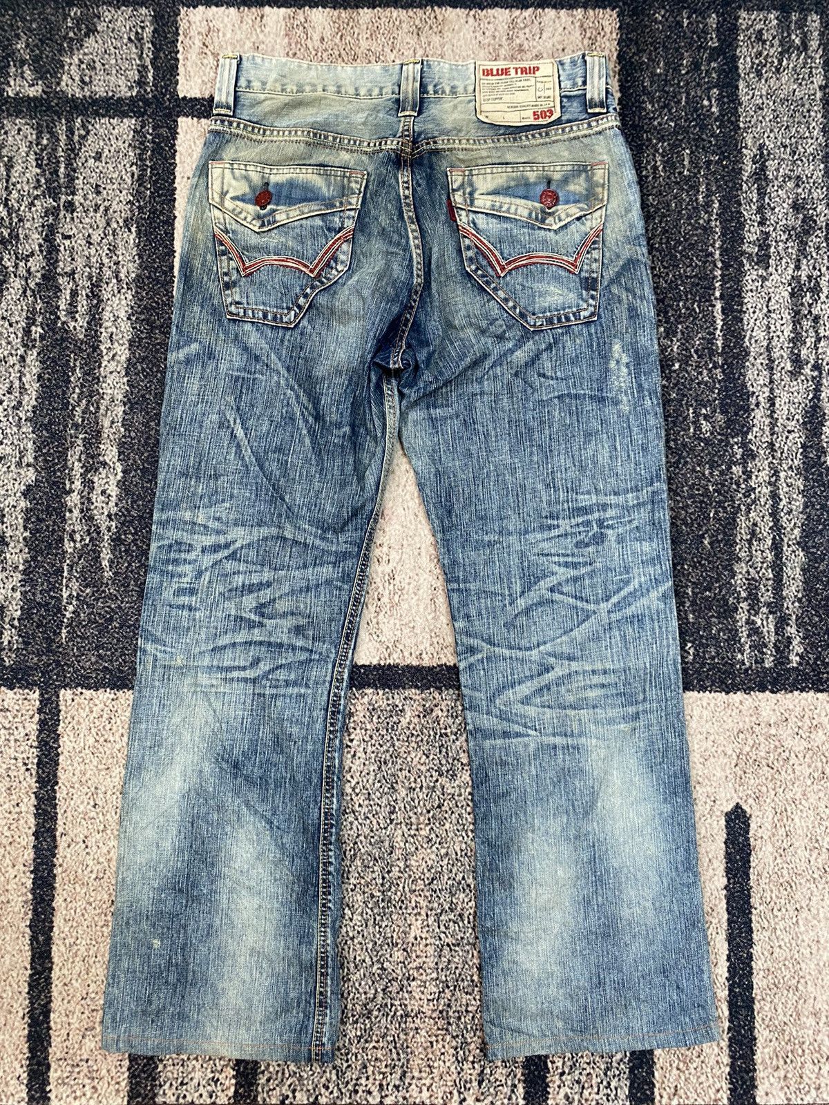 Edwin Vintage Edwin Distressed Blue Trip 503 Denim Made In Japan Size US 34 / EU 50 - 2 Thumbnail