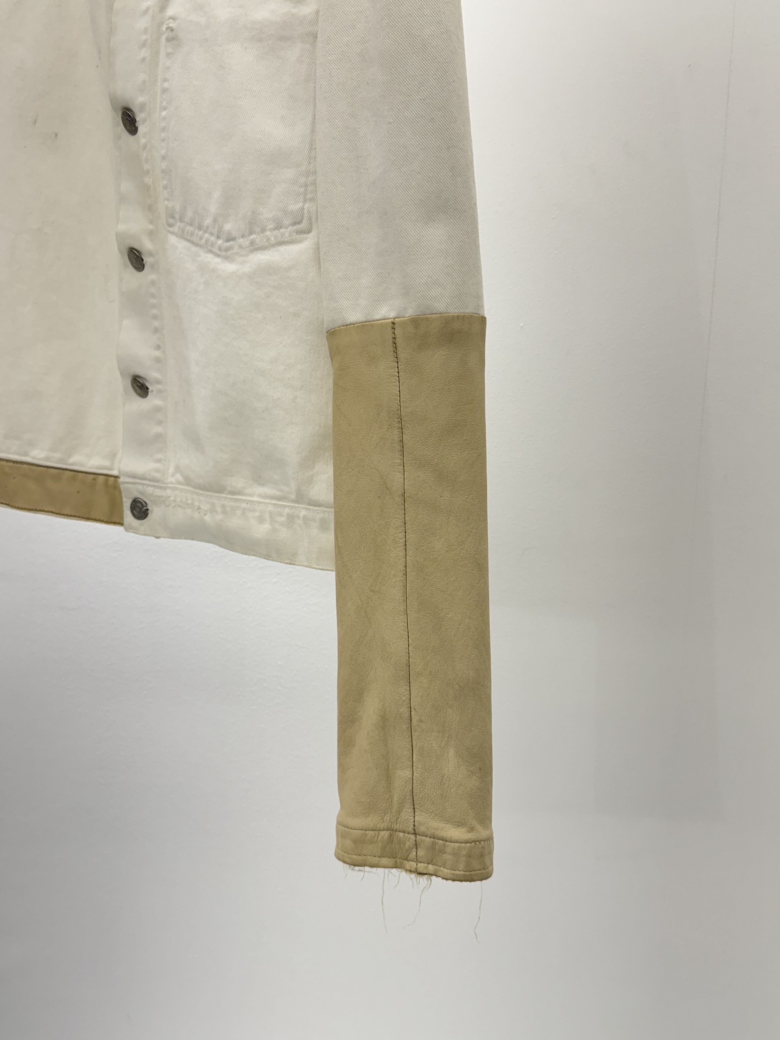 Helmut Lang 2003ss leather sleeve trucker jacket