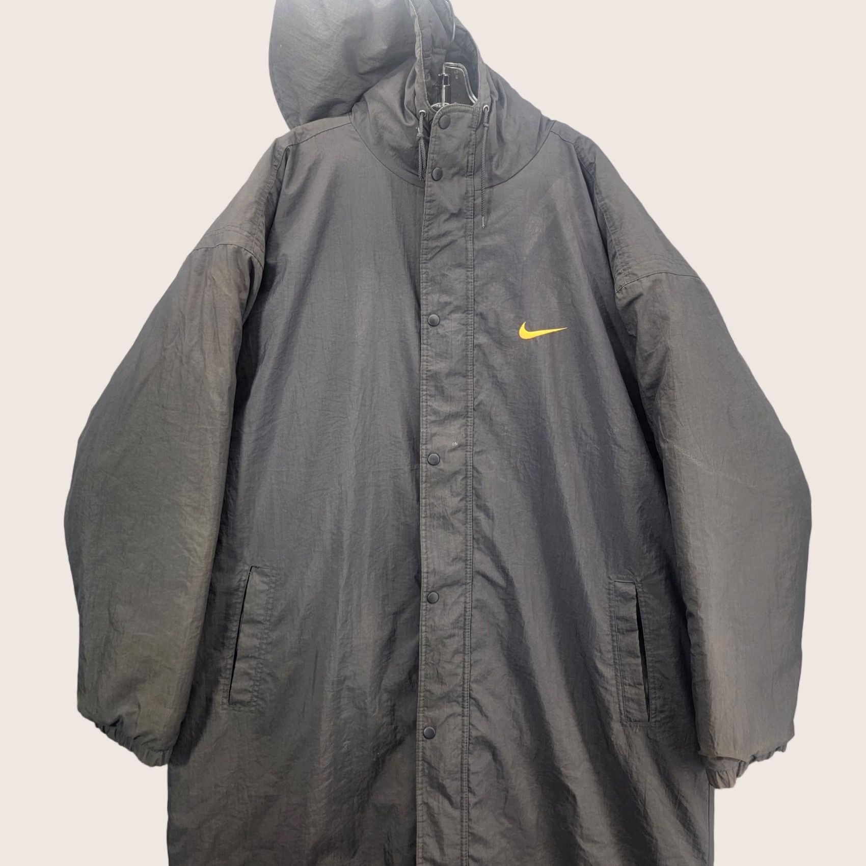Nike VTG Nike jacket Long Parka Coat adult XL Gray Distressed Spellout y2k Size US XL / EU 56 / 4 - 1 Thumbnail