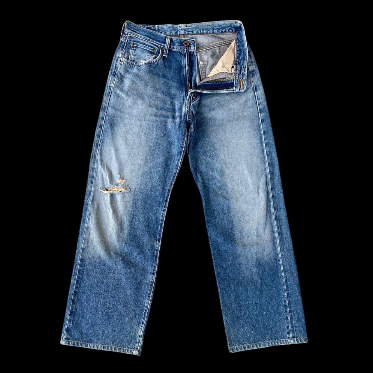 Edwin VTG 90S EDWIN 505 REDLINE GRUNGE BLUEWASH DISTRESSED DENIM Size US 29 - 7 Thumbnail
