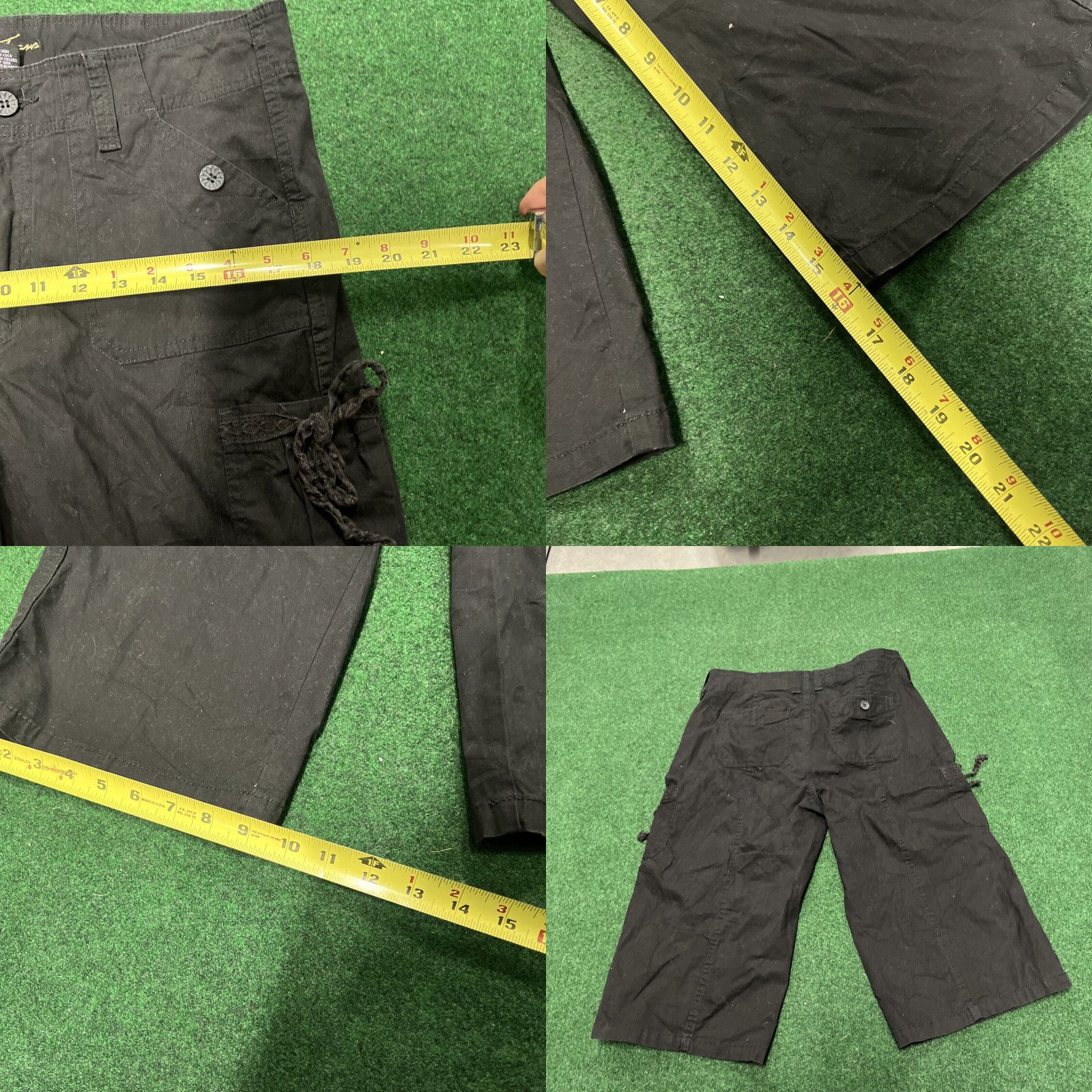 Vintage Y2K Cargo Capri Wide Leg Baggy Utility Pants Size 10 Military Black Size 32" / US 10 / IT 46 - 8 Thumbnail