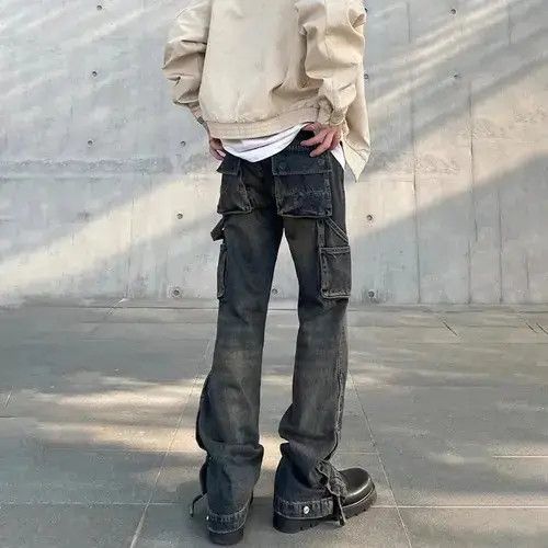 Japanese Brand Y2k Flared Trousers Vintage Multi-pocket High Street Denim Size US 32 / EU 48 - 3 Thumbnail