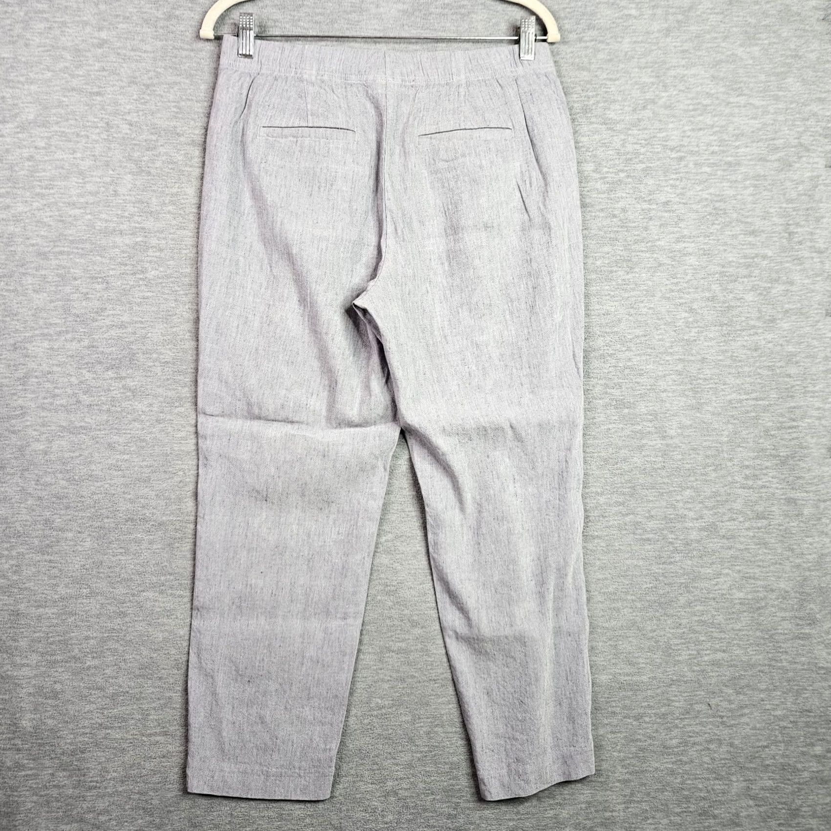J. Jill J.Jill Womens Linen Stretch Pants Small Gray Lightweight Casual Everyday Regular Rise Buttoned Front Pants Mens Women Girls Unisex Size 28" / US 6 / IT 42 - 2 Thumbnail