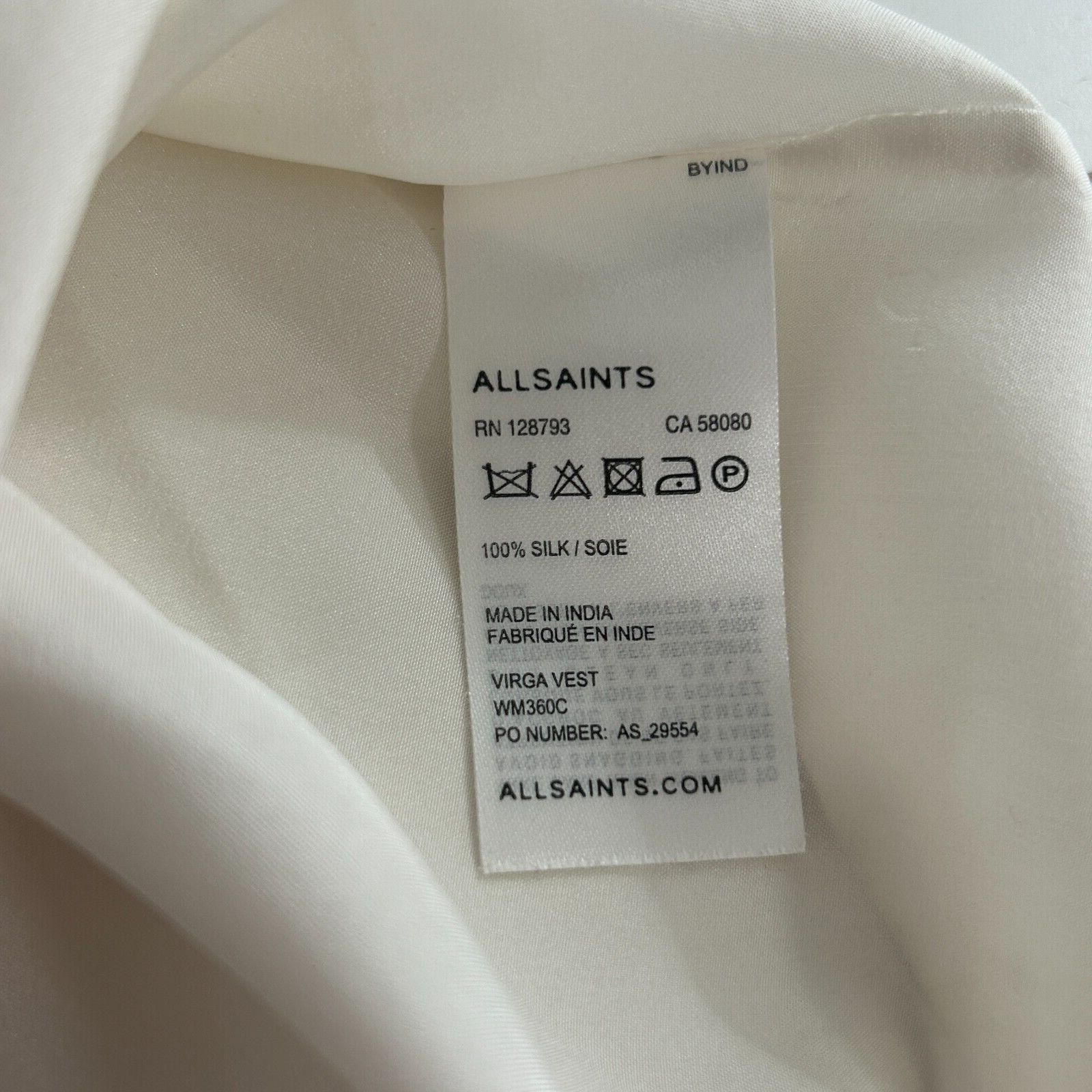 Allsaints Allsaints Off-White Silk Long Line Tank Black Block Front 8 Size M / US 6-8 / IT 42-44 - 6 Thumbnail