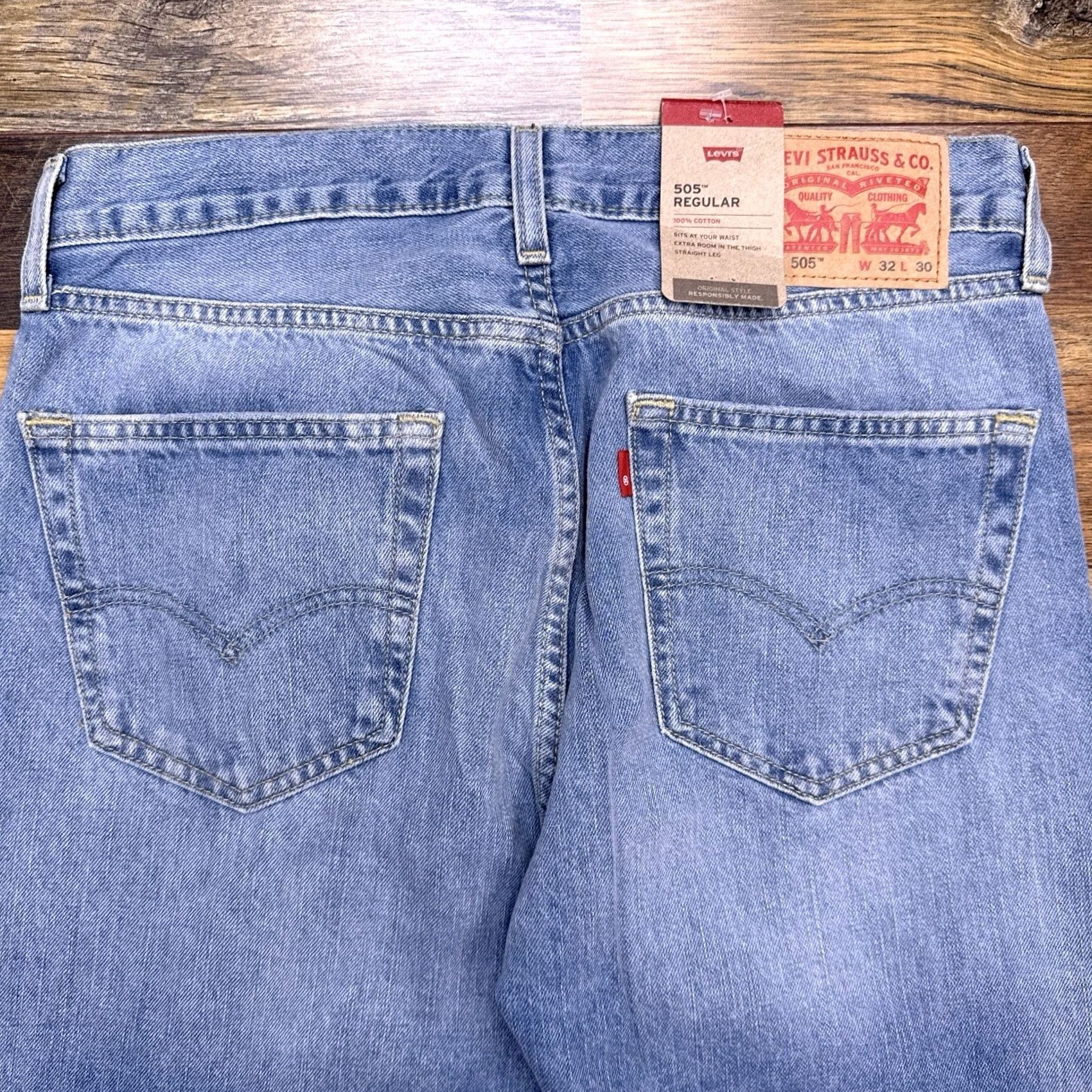 Levi's Levi's 505 Jeans Mens 32x30 Straight Denim Mid Rise Blue 5-Pocket Regular Waist Stretch Comfort Size US 32 / EU 48 - 5 Thumbnail