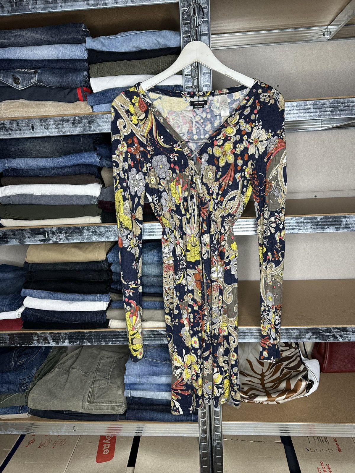 Miss Sixty Miss Sixty Floral Print Stretch Dress Size M Long Sleeve Size M / US 6-8 / IT 42-44 - 1 Thumbnail