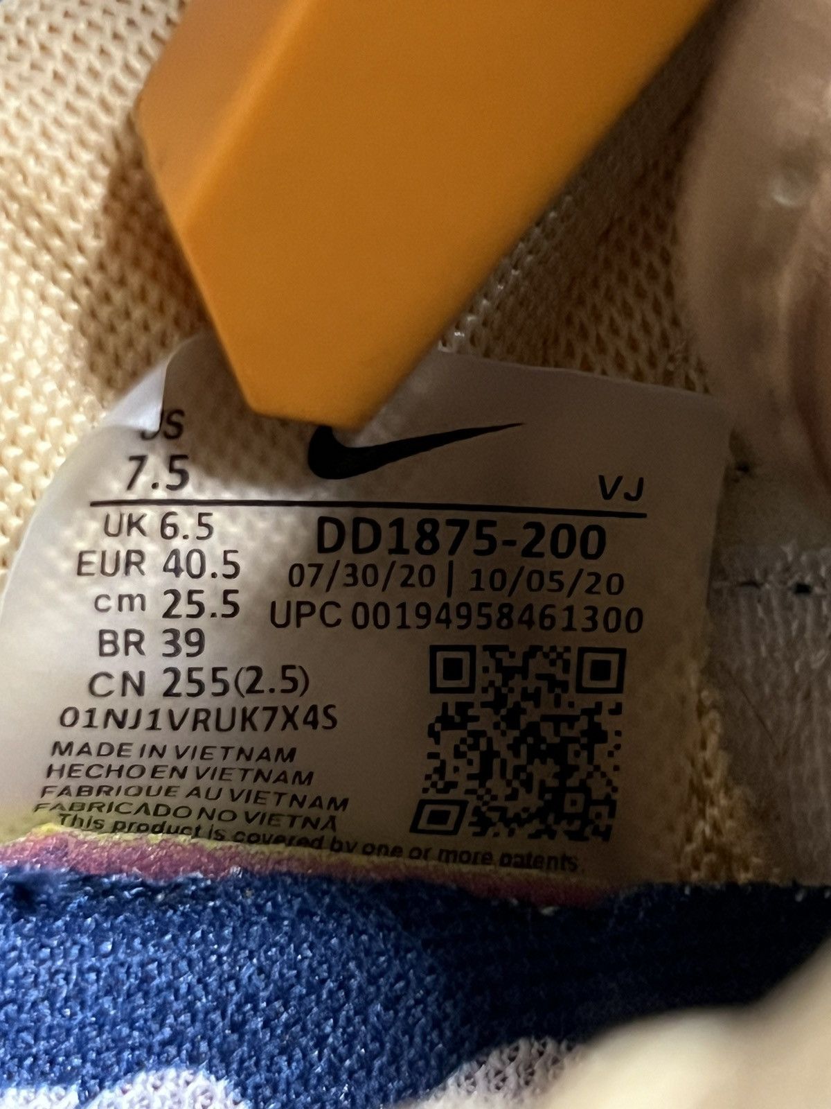 Nike × Sacai Nike X Sacai vaporwaffle Mens “Sesame Blue Void” Size US 7.5 / EU 40-41 - 7 Thumbnail