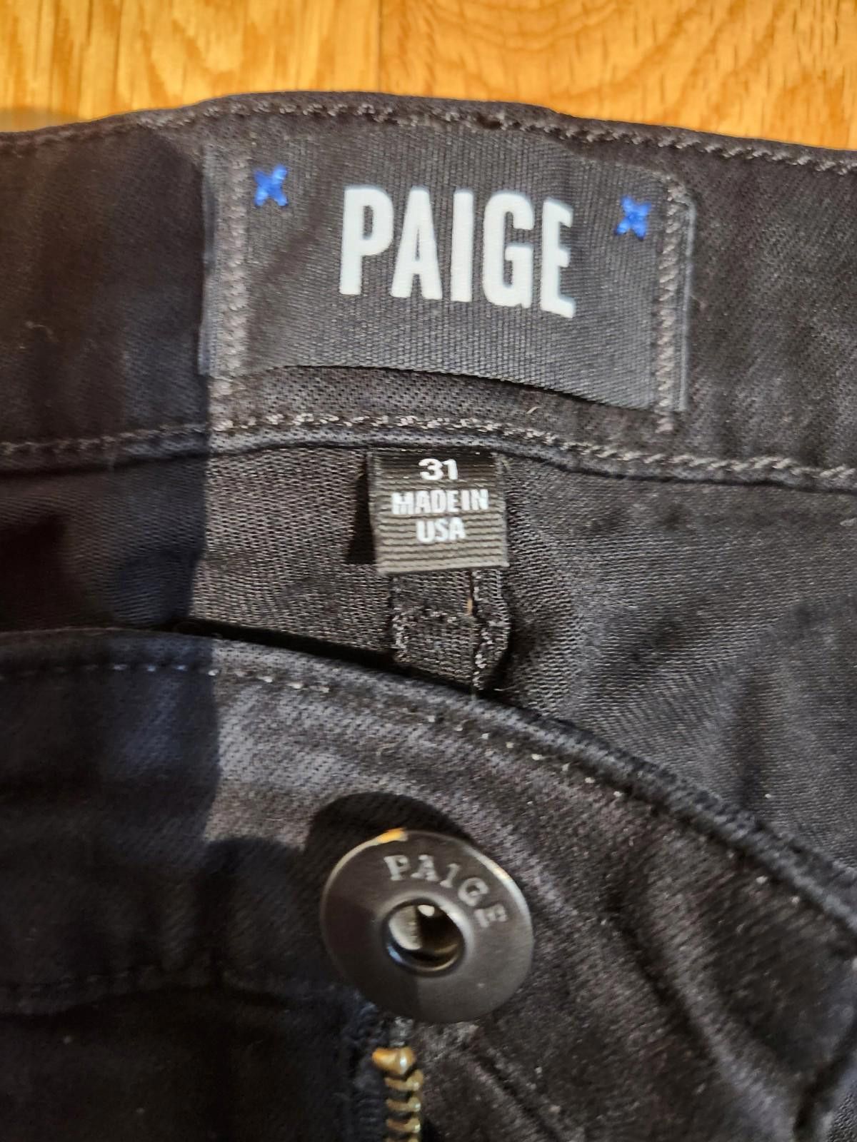 Paige PAIGE Lennox Jeans Men's 31x31 Black Denim Slim Fit Jeans Size US 31 - 2 Thumbnail