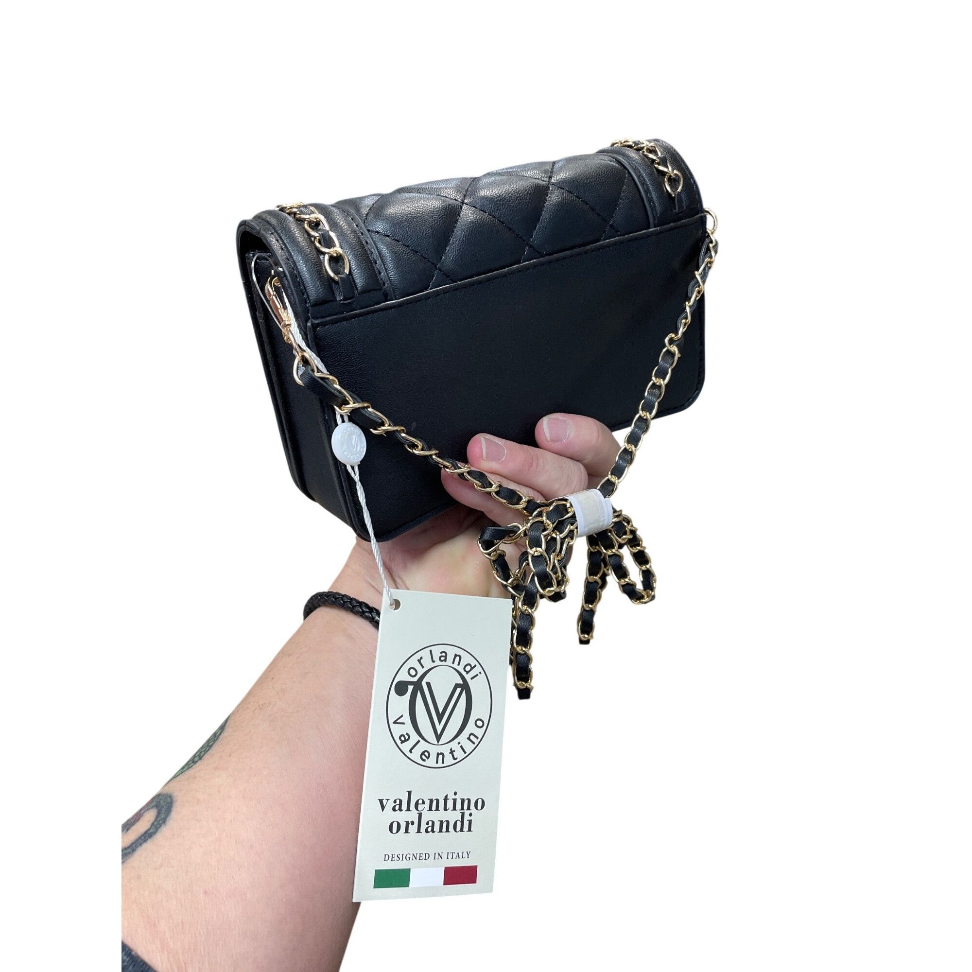 Valentino Orlandi Valentino Orlandi NWT womans Black gold quilted crossbody le Size ONE SIZE - 15 Thumbnail