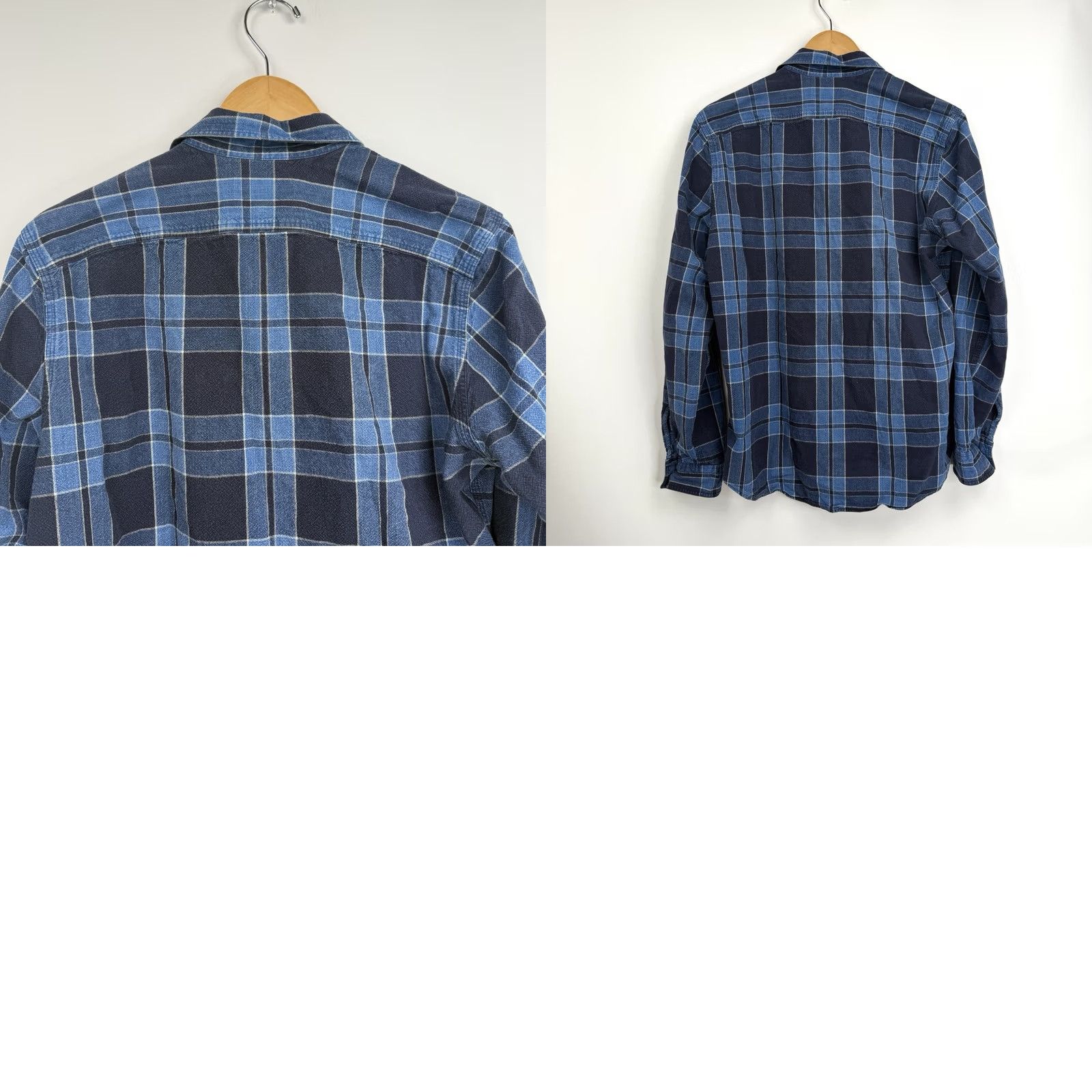 Wallace & Barnes Wallace & Barnes Shirt Mens Mediu Blue Plaid Flannel Button-Up Outdoor Long Sleeve Casual Workwear 42 in Chest Cotton Size US M / EU 48-50 / 2 - 8 Thumbnail