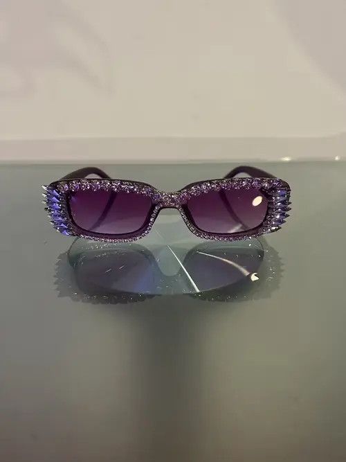 Electric Visual × Japanese Brand Y2K Crystal Rhinestone Sunglasses (magenta) Size ONE SIZE - 1 Thumbnail