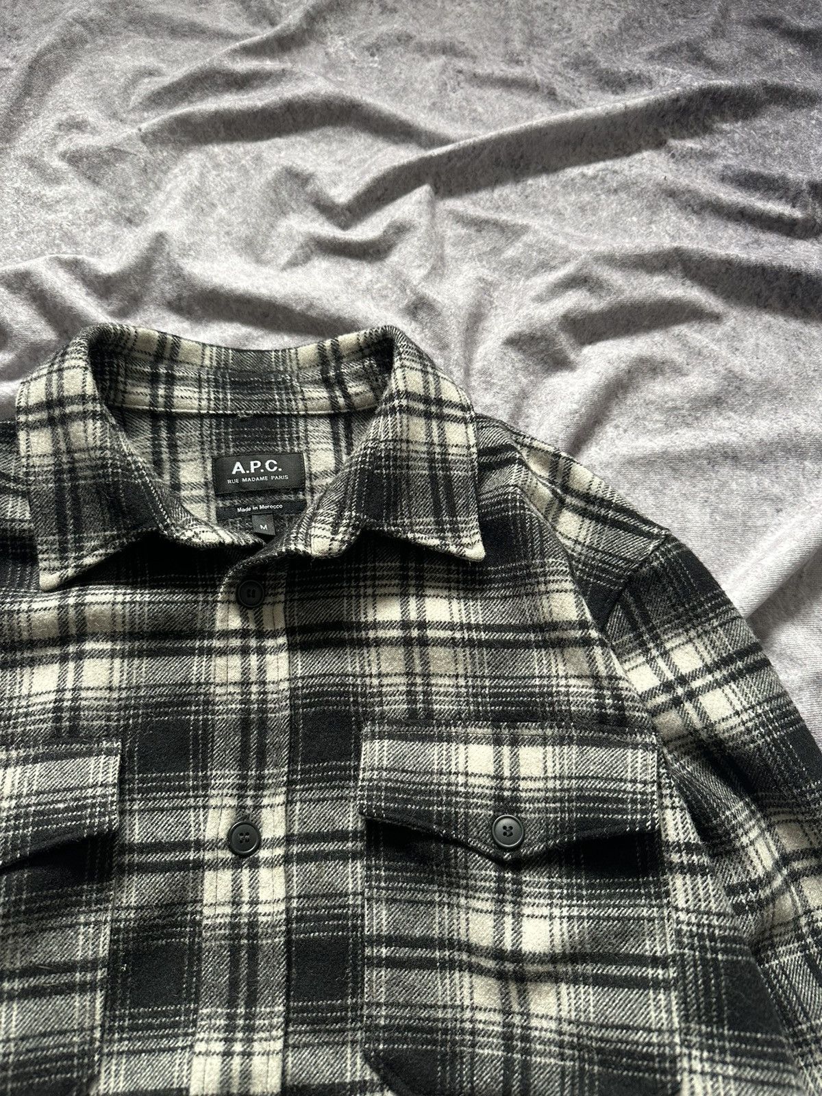 A.P.C. A.P.C. Rue Madam Paris Button-Up Flannel Black & White Size US M / EU 48-50 / 2 - 5 Thumbnail