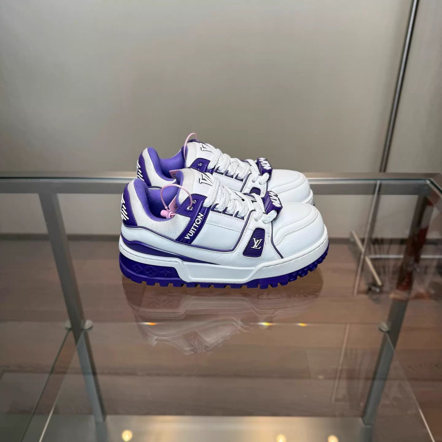 Louis Vuitton LV Trainer Maxi White Purple EUR37.5 98 DM0125 Size US 7 / IT 37 - 3 Thumbnail