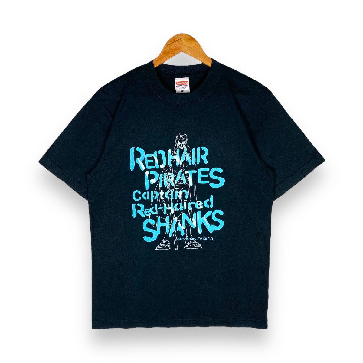 image of Anima x One Piece Red Hair Pirates Captain Red Haired Shanks Tee in Black, Men's (Size Medium)