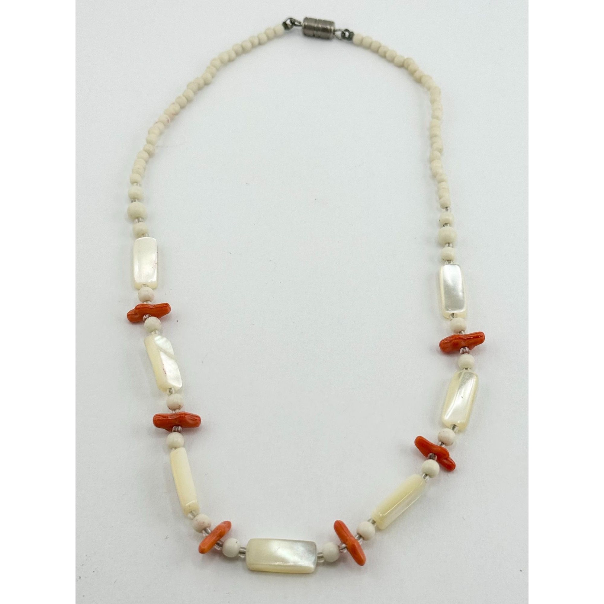 Vintage Vintage Abalone Shell Mother of Pearl Coral necklace Size ONE SIZE - 1 Thumbnail