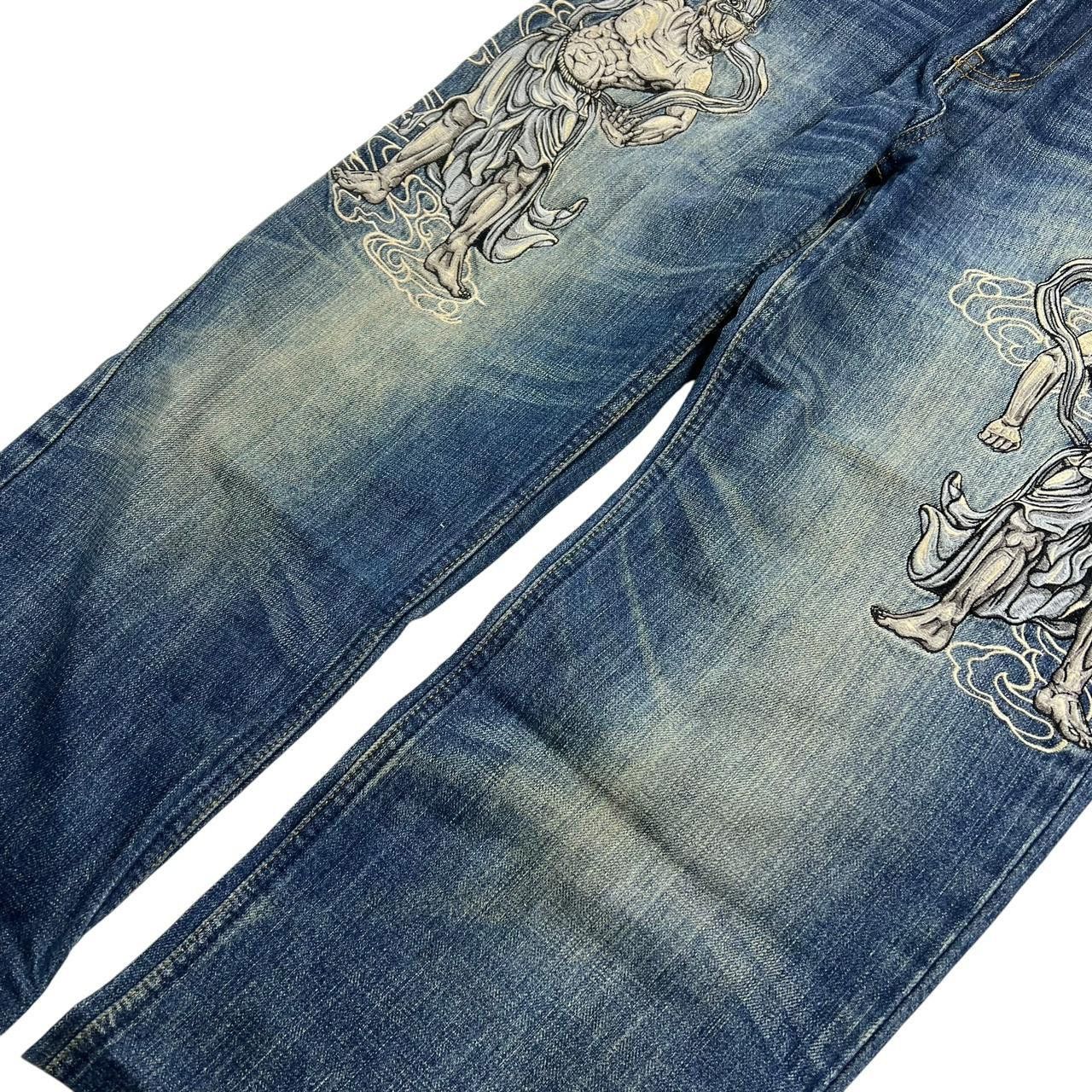 Karakuri Tamashii Vintage Karakuri Embroidered Japanese Denim Jeans - Waist 32 Size US 32 / EU 48 - 3 Thumbnail