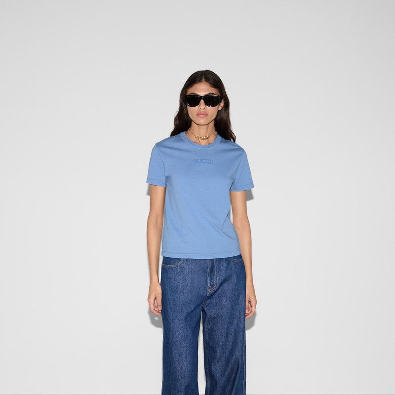 Gucci o1la5ras0526 Embroidered Cotton Jersey Short Sleeve T-Shirt Size M / US 6-8 / IT 42-44 - 3 Thumbnail