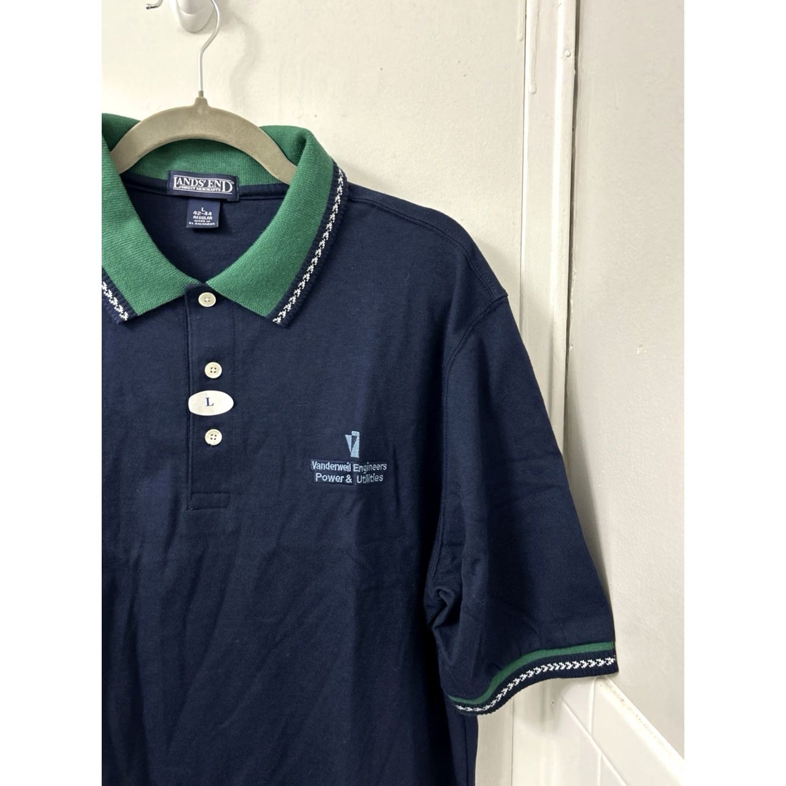 Lands' End Lands' End Polo Shirt Mens Large Blue Green Short Sleeve NWT Embroidered Logo Button Pique Knit Casual Workwear Size US L / EU 52-54 / 3 - 4 Thumbnail