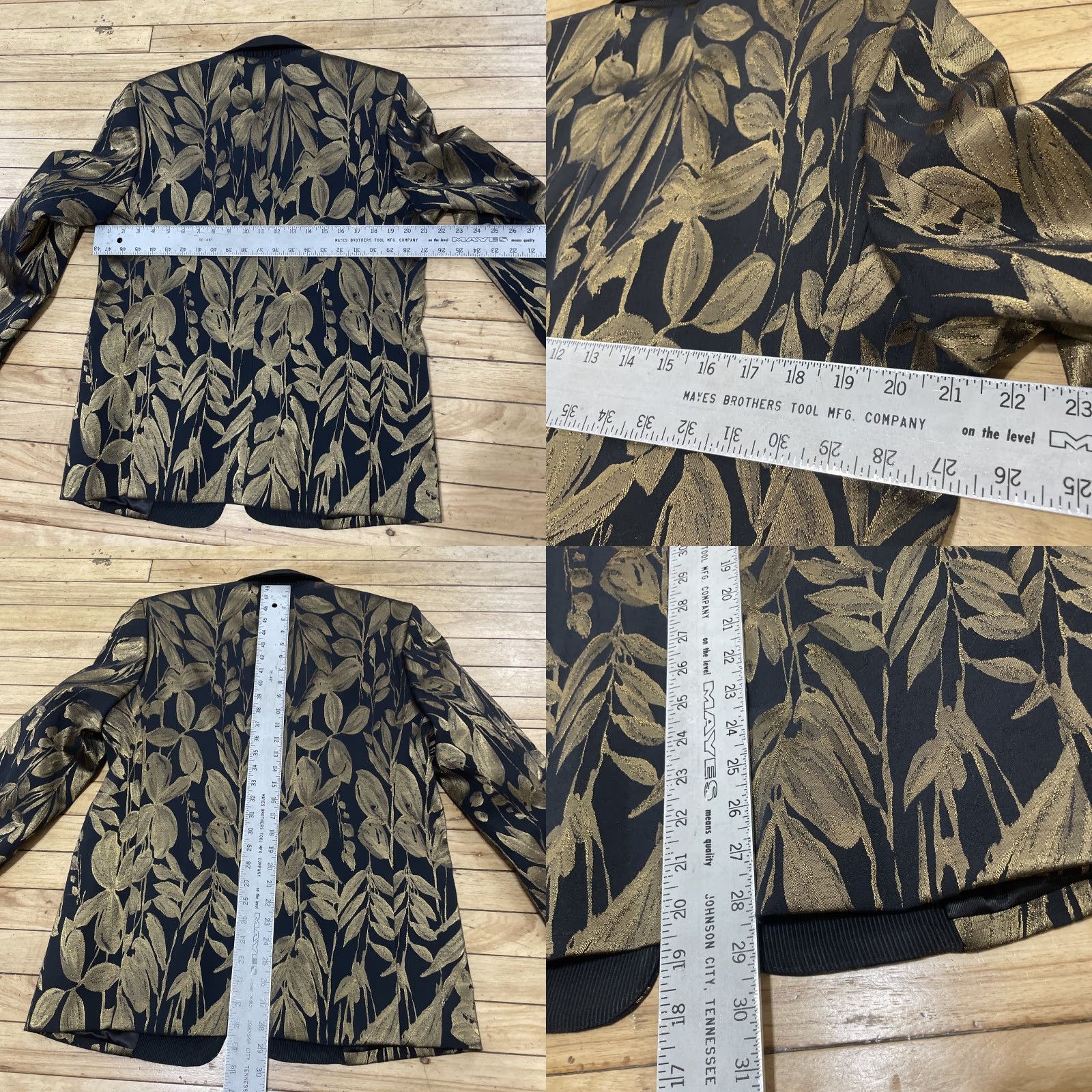 Mr Turk MR TURK Coleman Blazer Men 42 Black Gold Floral Brocade Designer Coat New 50 Size 42R - 8 Thumbnail