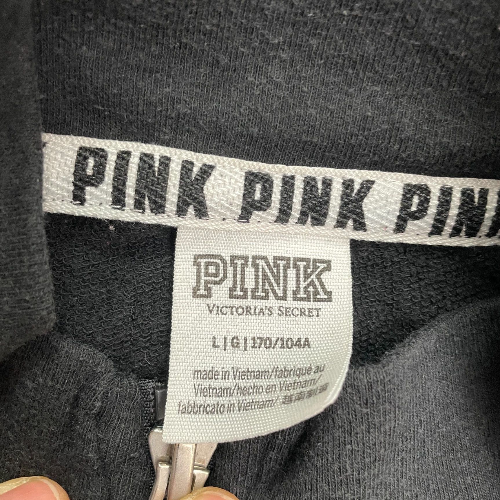 Victoria's Secret Victoria's Secret PINK Full Zip Sweatshirt Womens Large Black Pockets Regular Shirt/Coat Size L / US 10 / IT 46 - 6 Thumbnail