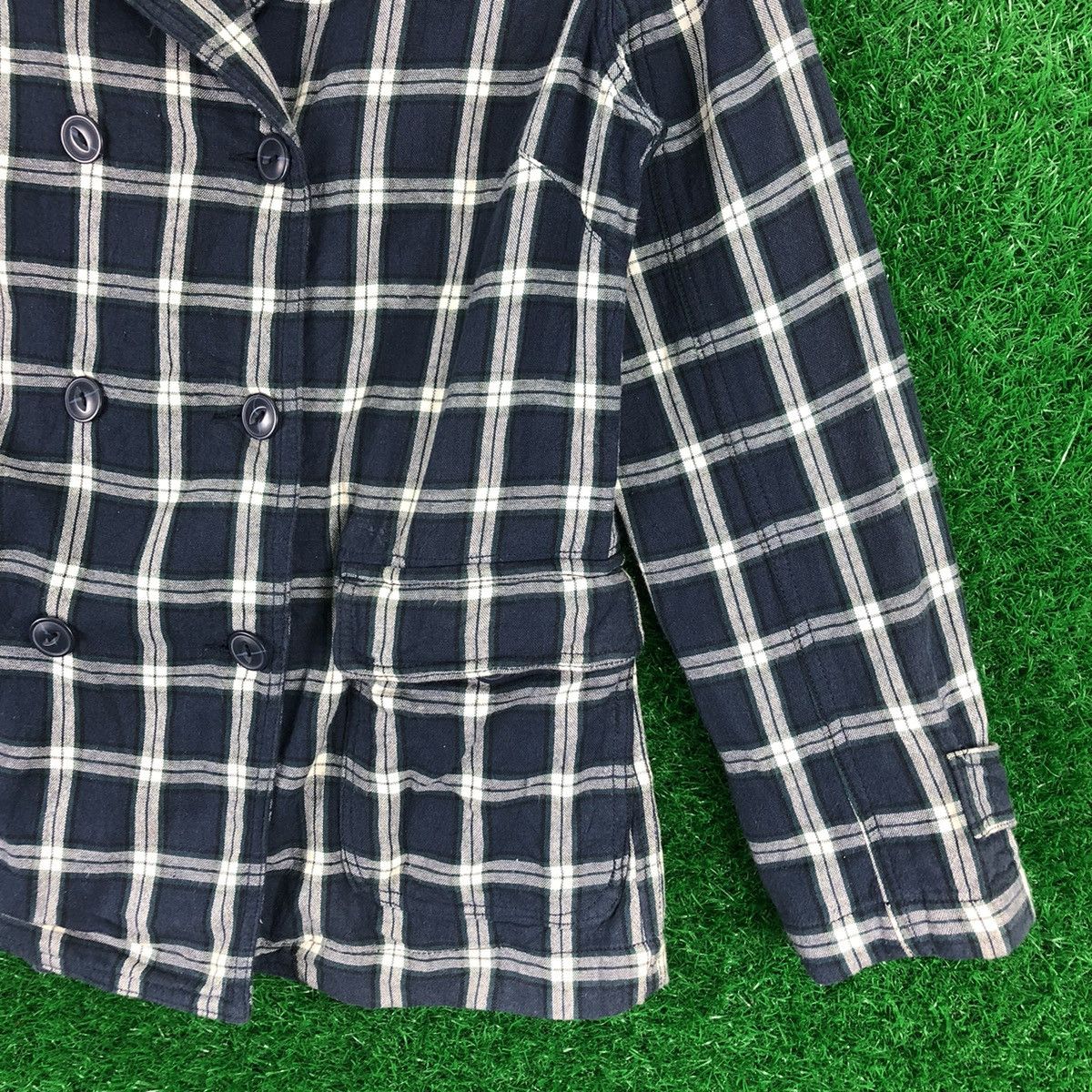 Japanese Brand Vintage Double Breasted Checkered Jacket by Harappa Size S / US 4 / IT 40 - 3 Thumbnail