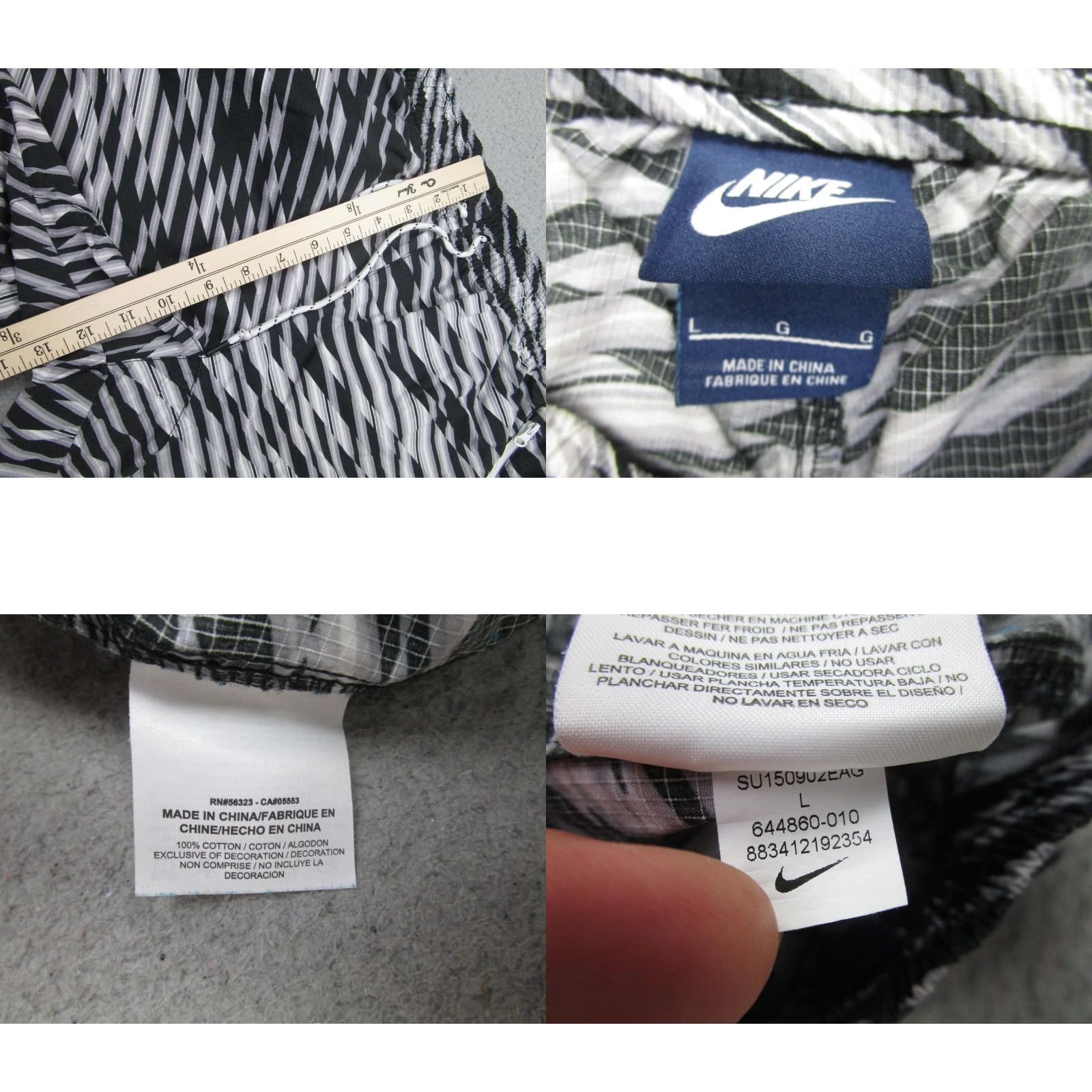 Nike Nike Shorts Mens Large Black Geometric Zip Pockets Athletic Running Training Size US 33 - 8 Thumbnail