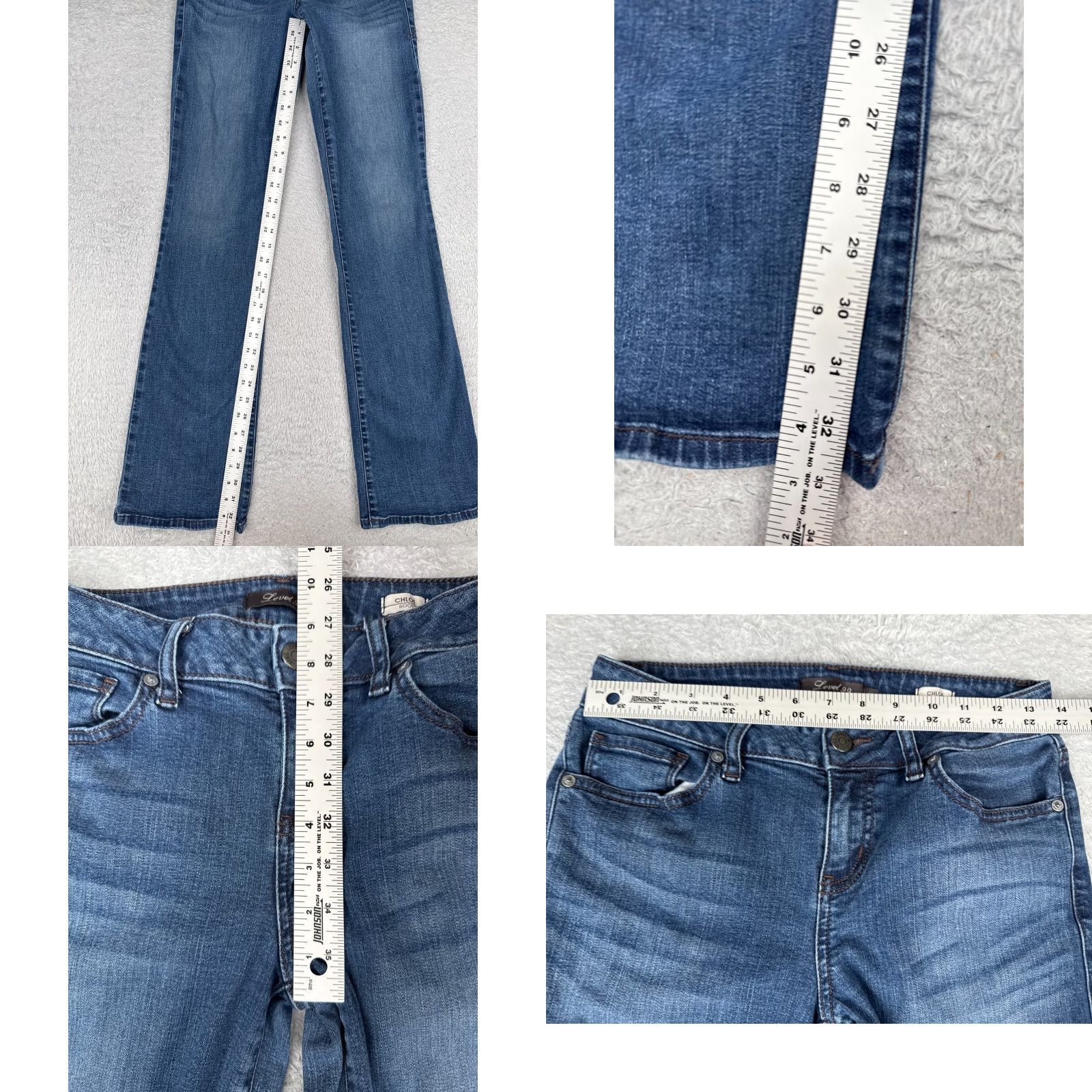 Anthropologie VINTAGE Level 99 Jeans Womens 28 Blue Denim Bootcut Mid 28x33 Jeans Boots Cut Size 28" / US 6 / IT 42 - 8 Thumbnail