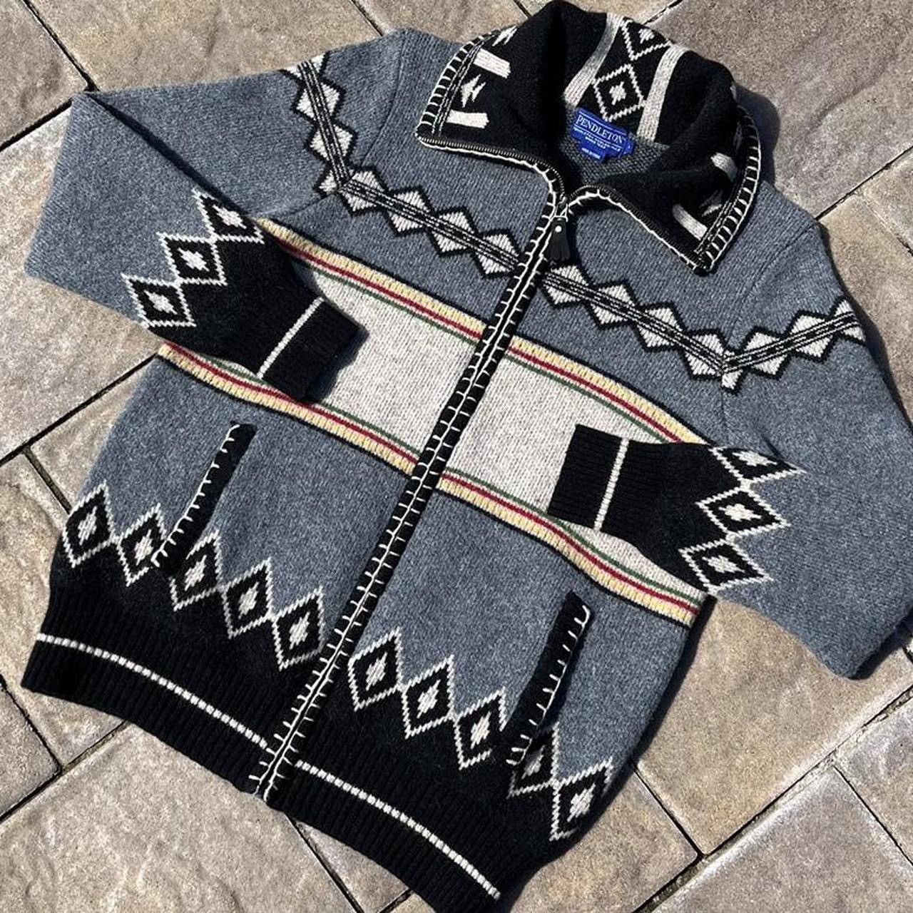 image of Pendleton Zip Up Long Sleeve Knit Sweater in Grey, Men's (Size Large)