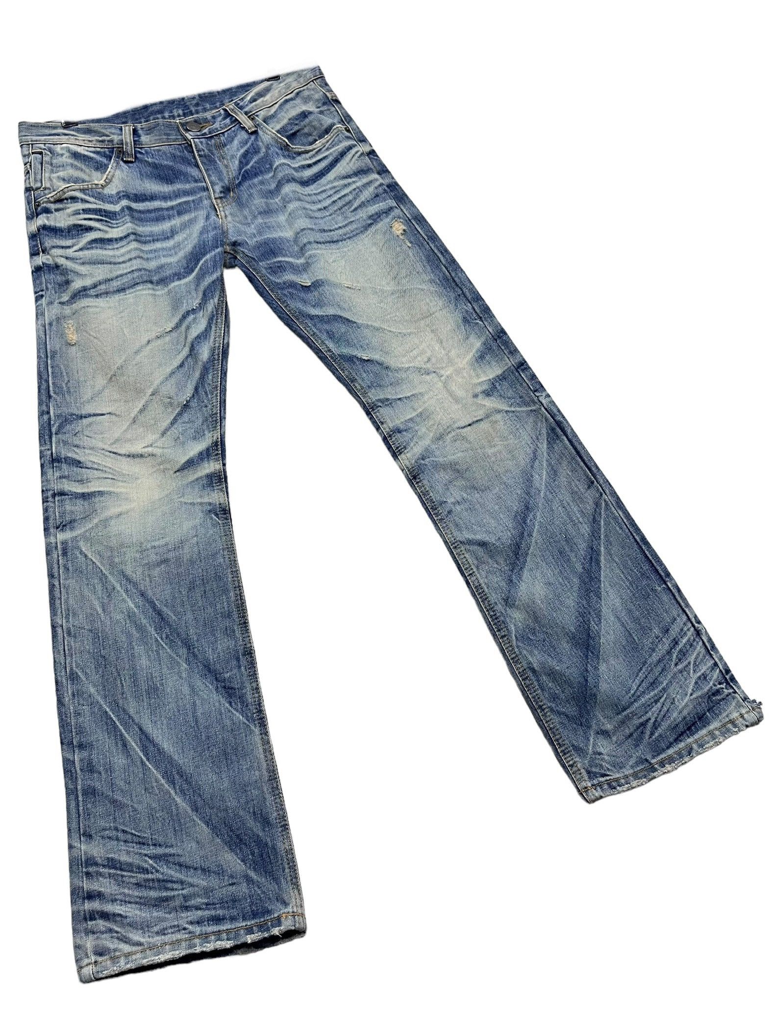 Japanese Brand FYE🔥90's IMPROVES Mud Wash Claw Mark Distressed Denim Jeans Size US 32 / EU 48 - 7 Thumbnail