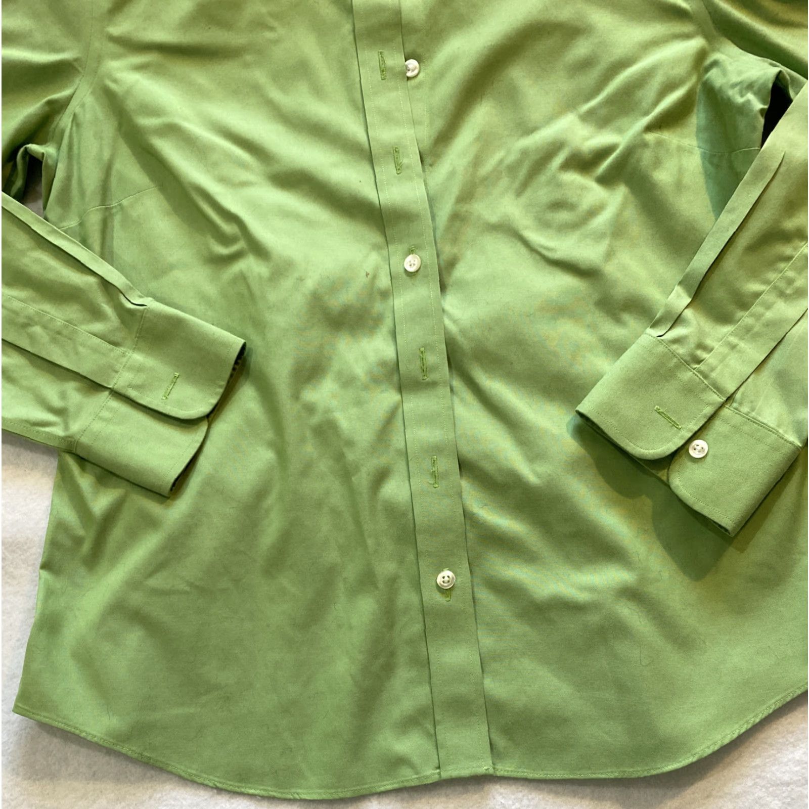 Lands' End Lands' End Women’s Green Cotton Button-Down Shirt Size 8 Regular Collared Long Sleeve Classic Office Casual Shirt - Womens Size M / US 6-8 / IT 42-44 - 4 Thumbnail
