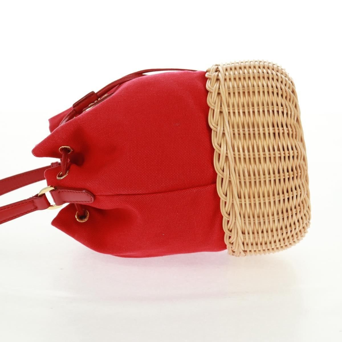 Prada PRADA Shoulder Bag Straw Canvas Beige Red Auth 167958V - Jer Size ONE SIZE - 4 Thumbnail