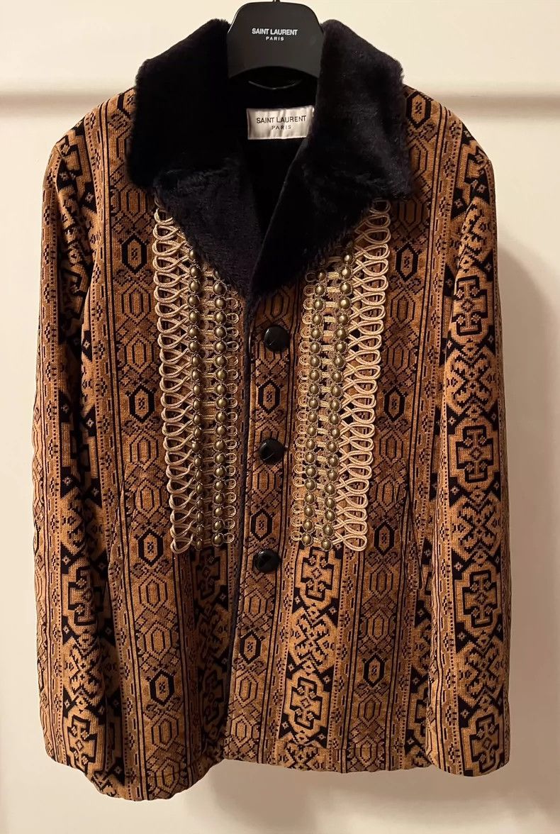 Yves Saint Laurent Saint LaruentCourt tapestry coat with fur collar coat 2502- Size US M / EU 48-50 / 2 - 1 Thumbnail