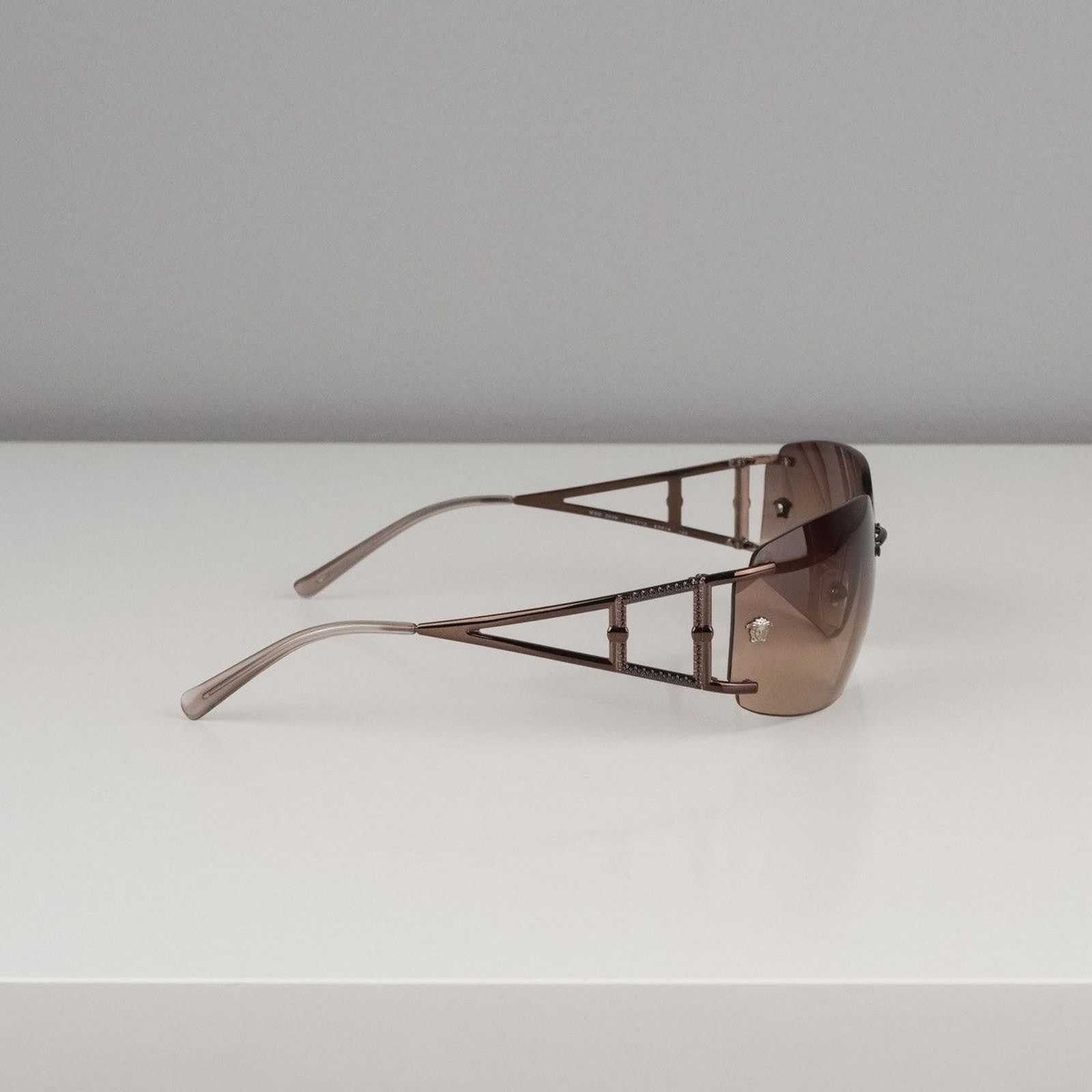 Versace Vintage versace medusa greca logo rimless bronze sunglasses Size ONE SIZE - 3 Thumbnail