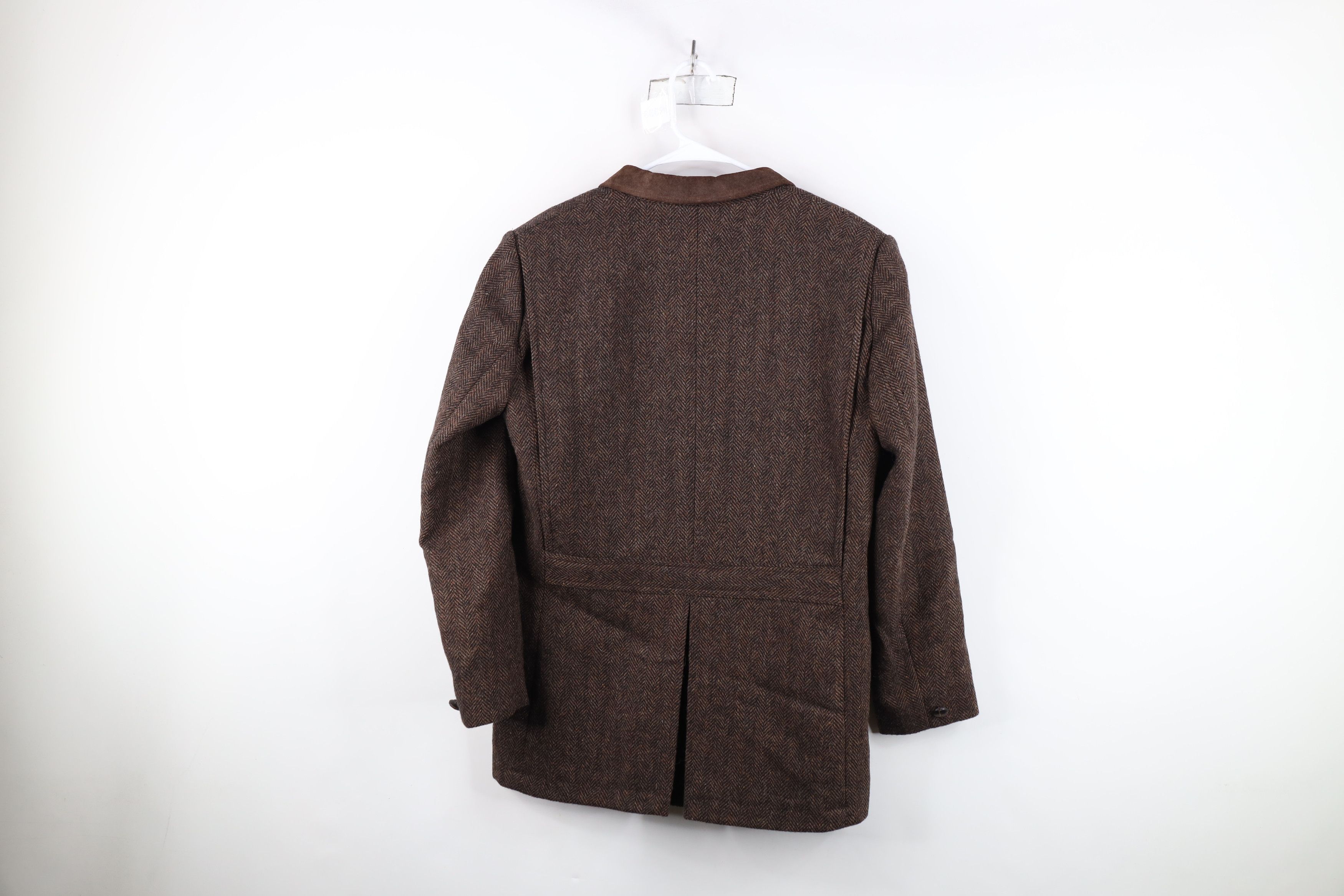 Vintage Vintage 90s Trim Wool Herringbone Blazer Jacket Brown USA Size L / US 10 / IT 46 - 11 Thumbnail