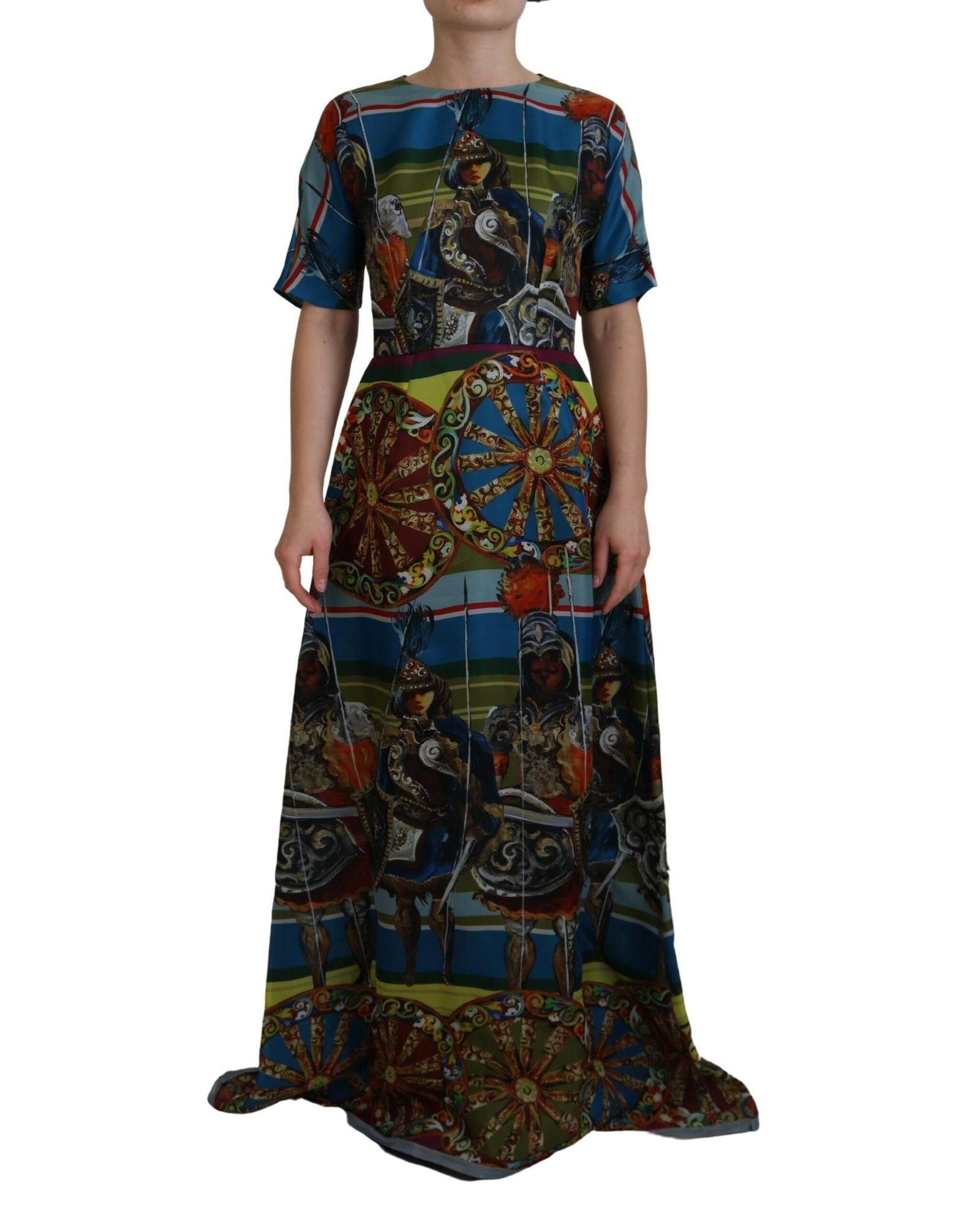 image of Dolce Gabbana Sicily Silk A-Line Long Gown Dress, Women's (Size Small)
