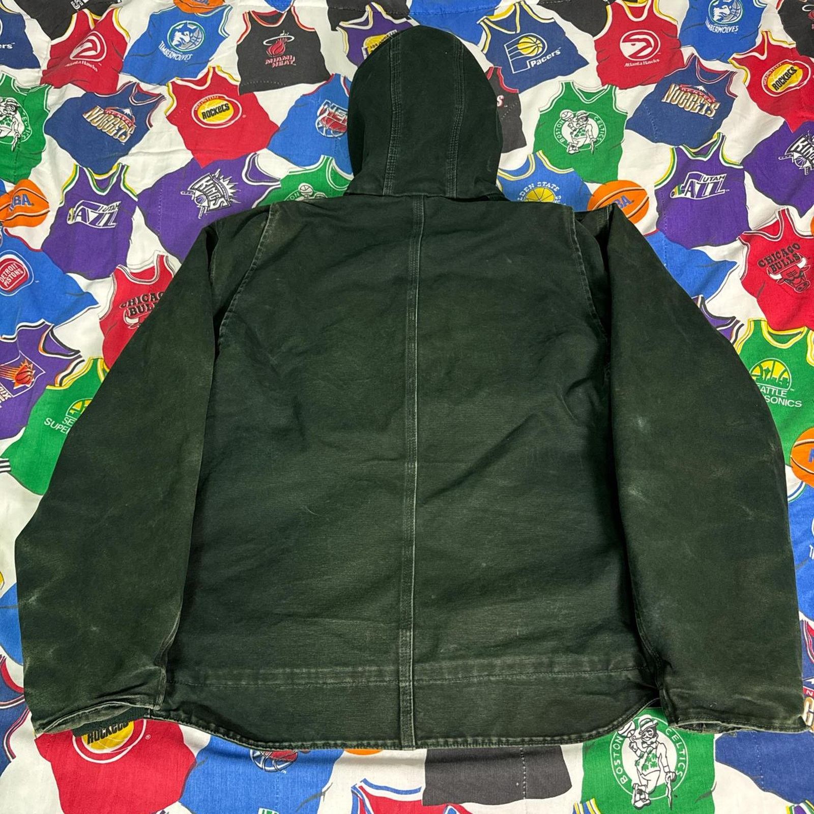 Carhartt × Vintage VTG Carhartt Detroit Jacket Hooded Sherpa J141 SPC Green XL Size US XL / EU 56 / 4 - 2 Thumbnail