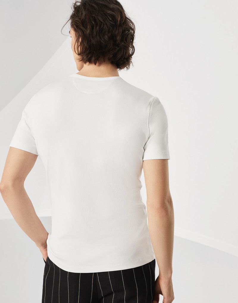 Brunello Cucinelli o1la1rc1a0326 Crew Neck T-Shirt in White Size US S / EU 44-46 / 1 - 2 Thumbnail
