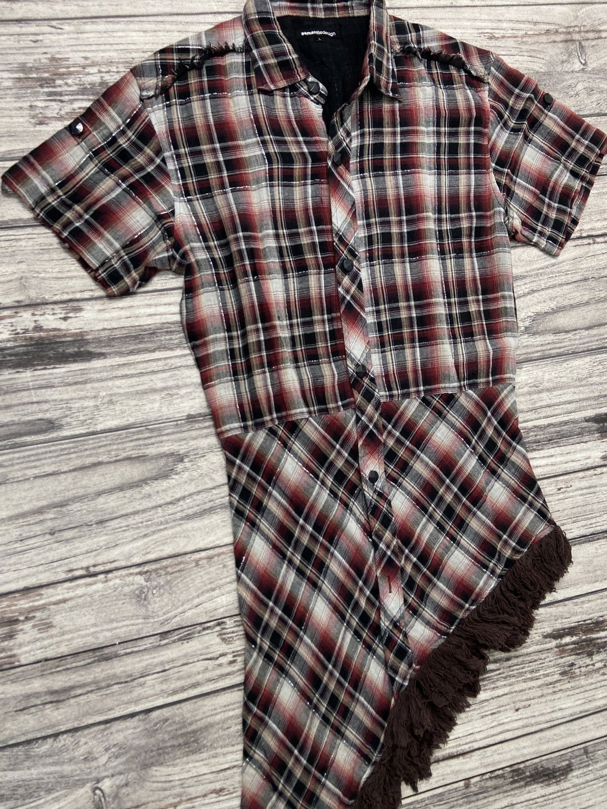 If Six Was Nine × Le Grande Bleu (L.G.B.) × semanticdesign Rare 2000s Semantic Design Asymetric Midi Plaid Dress Size M / US 6-8 / IT 42-44 - 3 Thumbnail