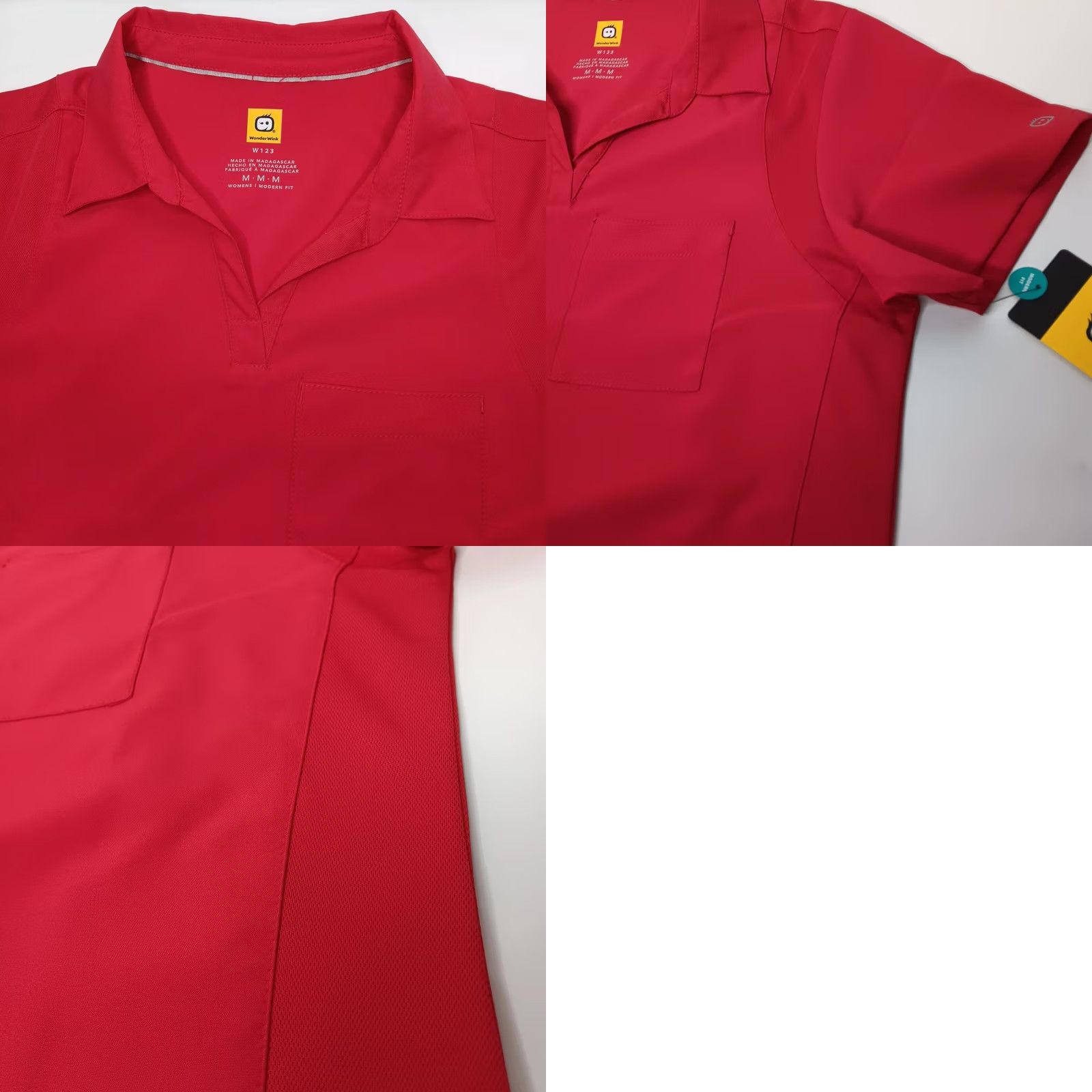 Vintage WonderWink Scrub Shirt Red Short Sleeve Collared Womens M Medium Medical Solid Staff Medical Health Care Professional Shirt Size M / US 6-8 / IT 42-44 - 9 Thumbnail